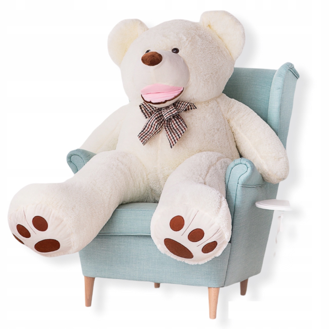 

Duzy Miś Gigant XXL Teddy z kokardą 160 cm Biały