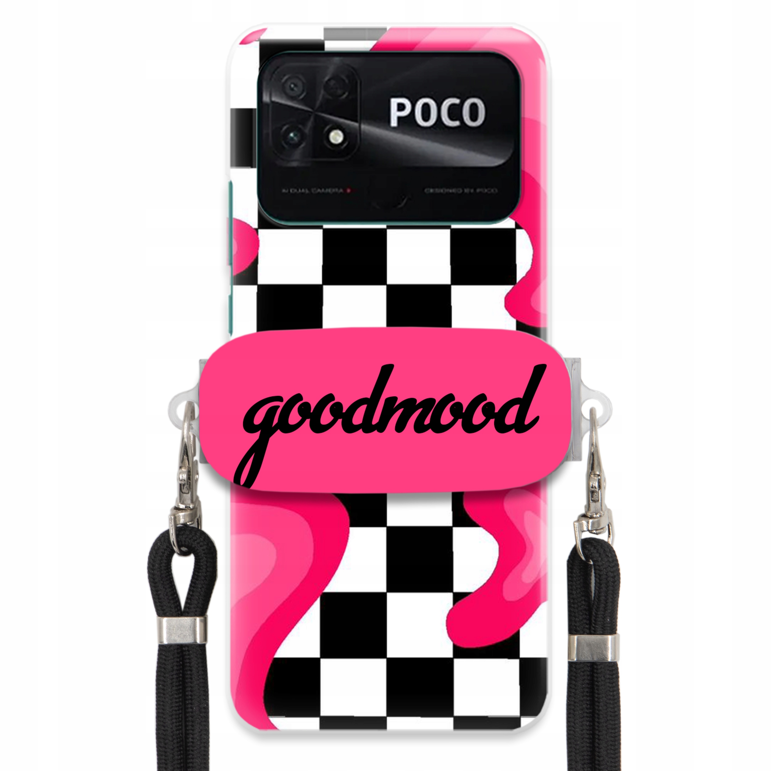 Puzdro Pre Xiaomi Poco C40 Sada Case Držiak Vodítko Čierna Pre Teen Splash