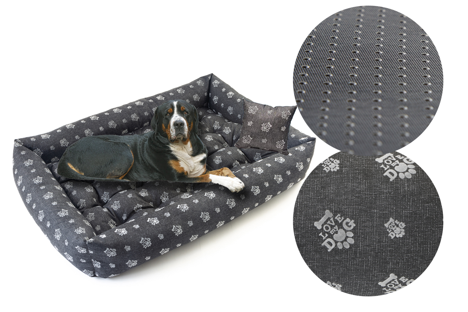 Legowisko dla psa kanapa 120x90 Wodoodporne Flok Czarny Len