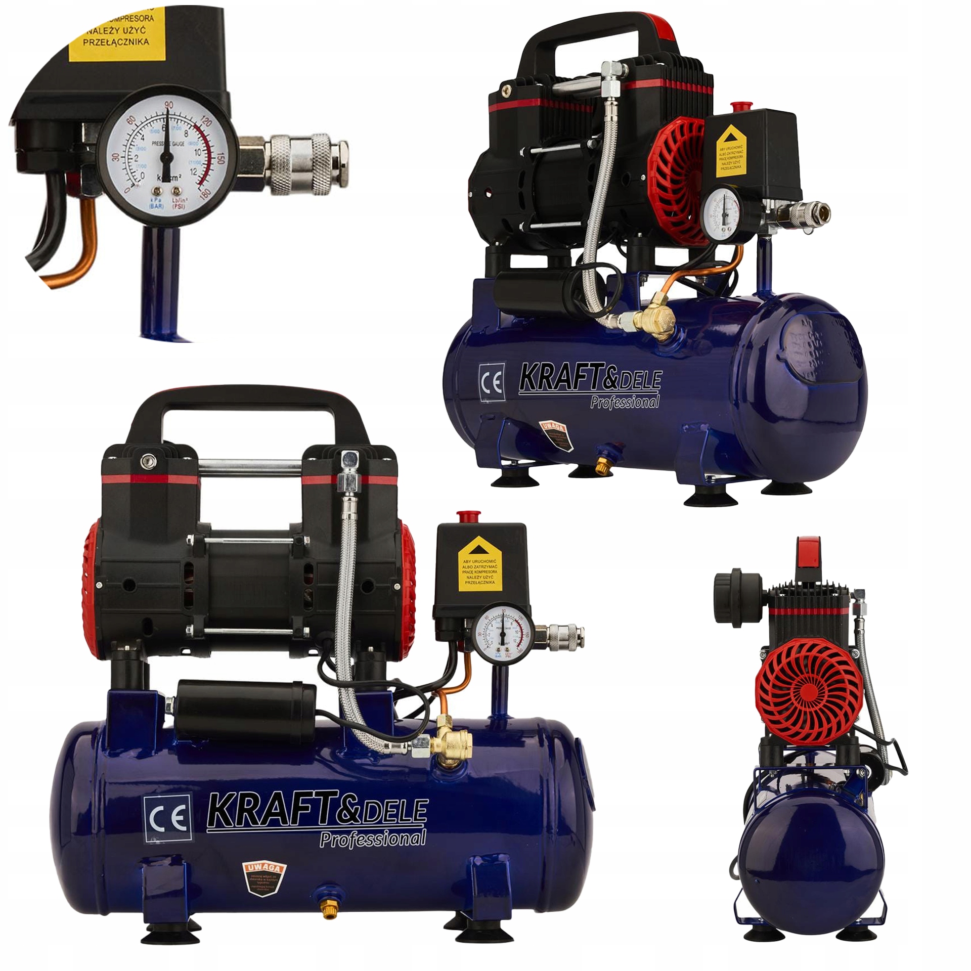 Bezolejový kompresor Kraft&Dele 8 Bar 9L 1200 W 2850 ot./min 220 L/min