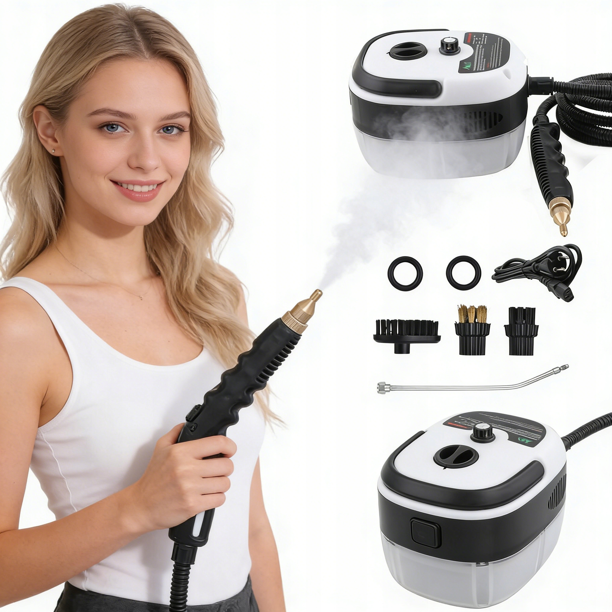 Odkurzacz Parowy Ręczny 2500W Wysoka Temperatura 105°C Duży Zbiornik 1000ML