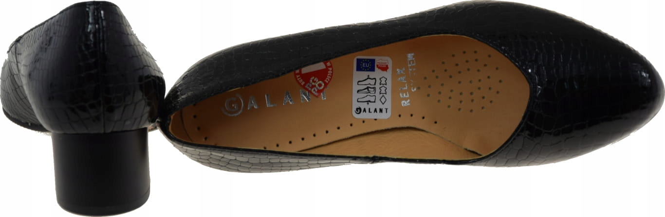 ELEGANCKIE DAMSKIE CZÓŁENKA-PÓŁBUTY GALANT 904 NATURALNA SKÓRA KOMFORT R.40 Kolor czarny