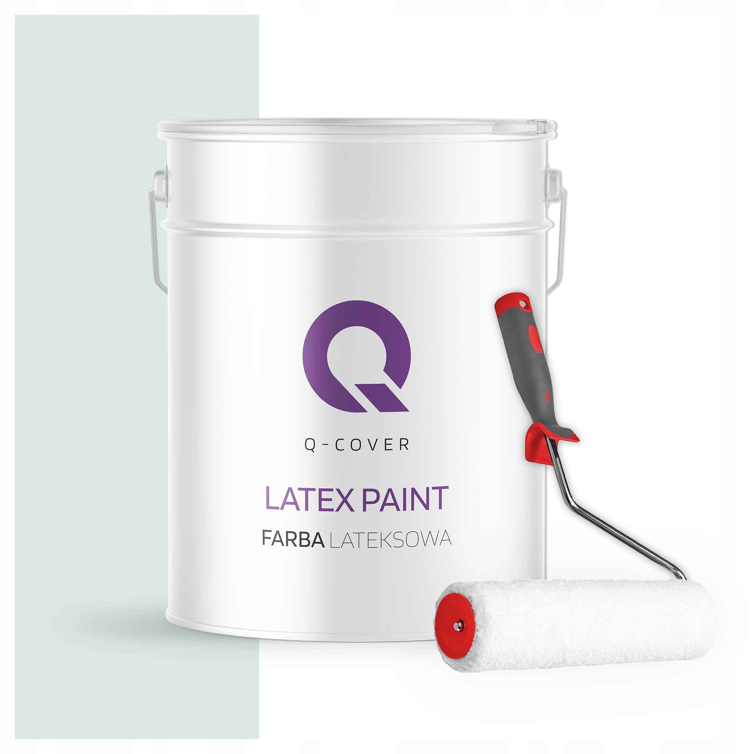 Latexová farba na steny stropov Hlboký mat 10L Biela Tyrkysová valček