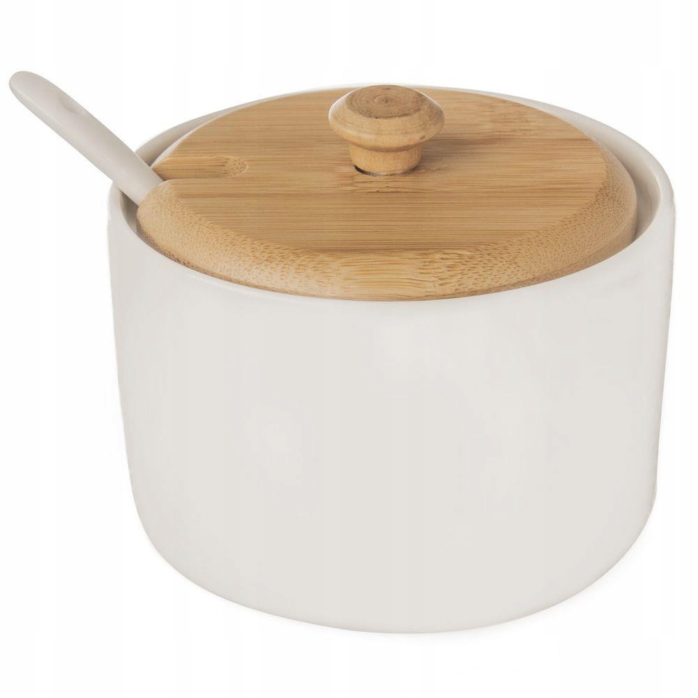 Cukiernica cukierniczka porcelanowa z łyżeczką