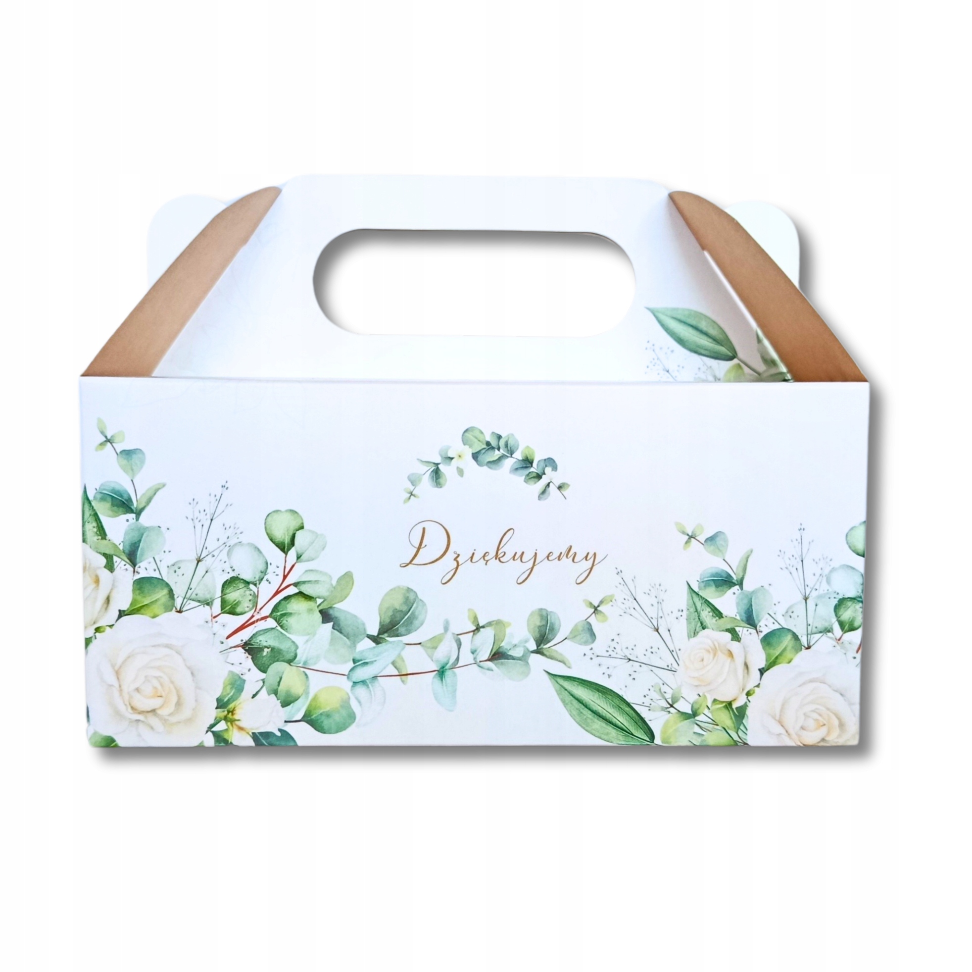 Kuferek duży rączka Róże 189x147x89mm 50 szt. szyszki ciasta dla gości
