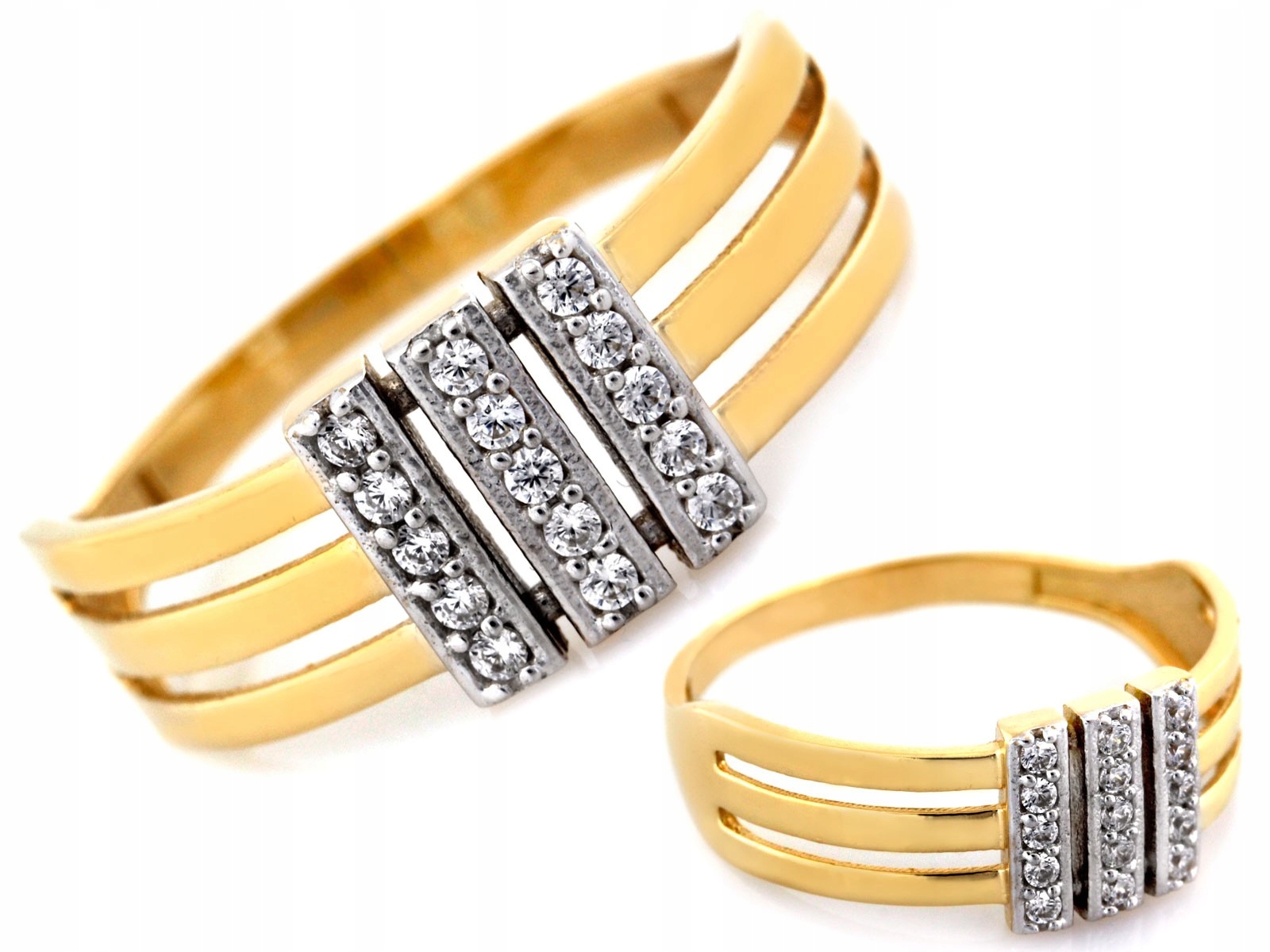 Prstýnek ze žlutého a bílého zlata 585 14k s zirkony 2.60 g