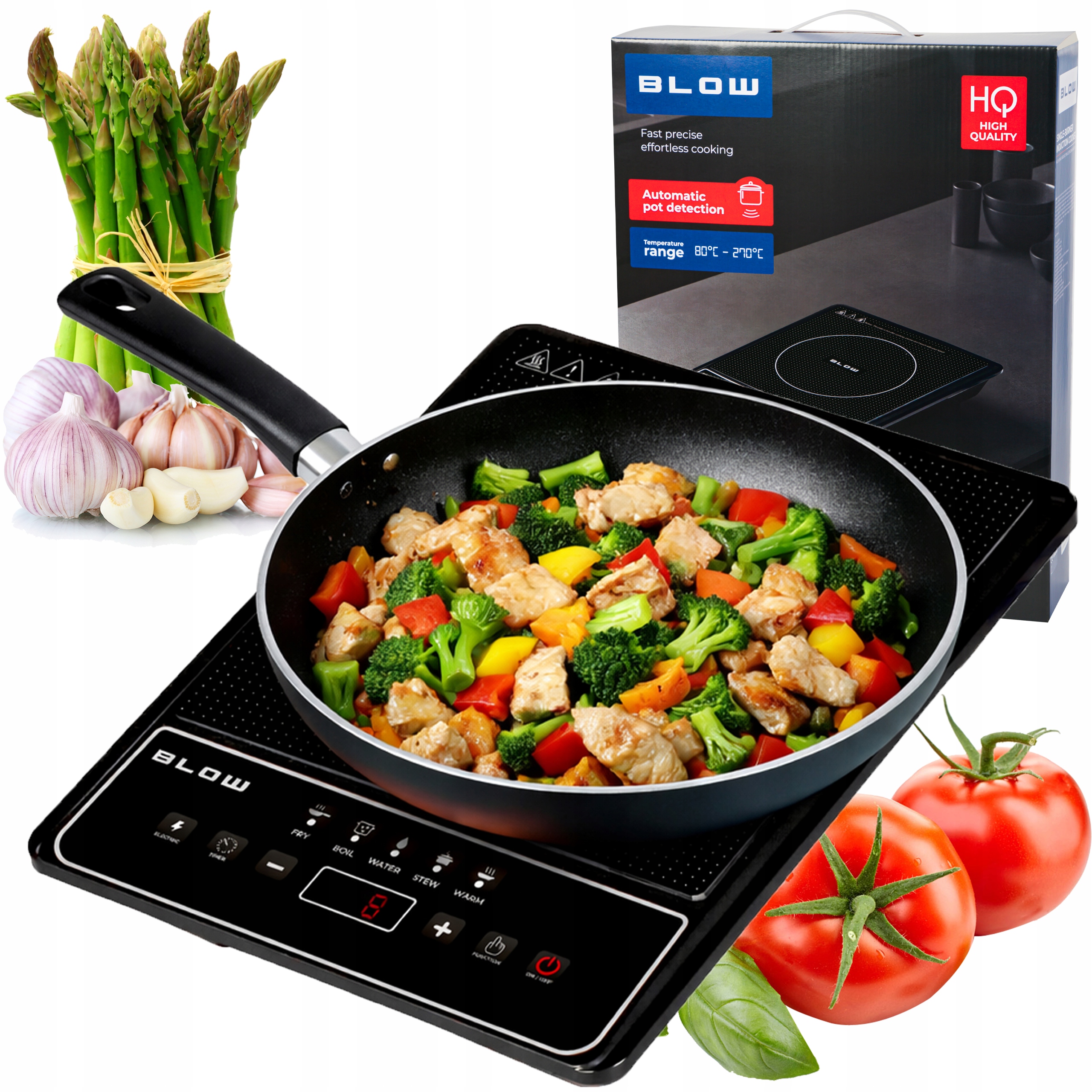 Płyta Indukcyjna Kuchenka Jednopalnikowa Przenośna Elektryczna Timer 2000W