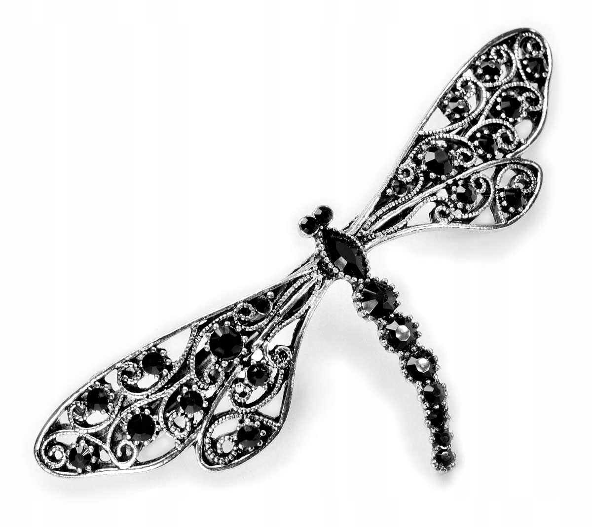 Sponka do vlasů Francouzská černá Krystaly Ozdobná spona Efektní kov