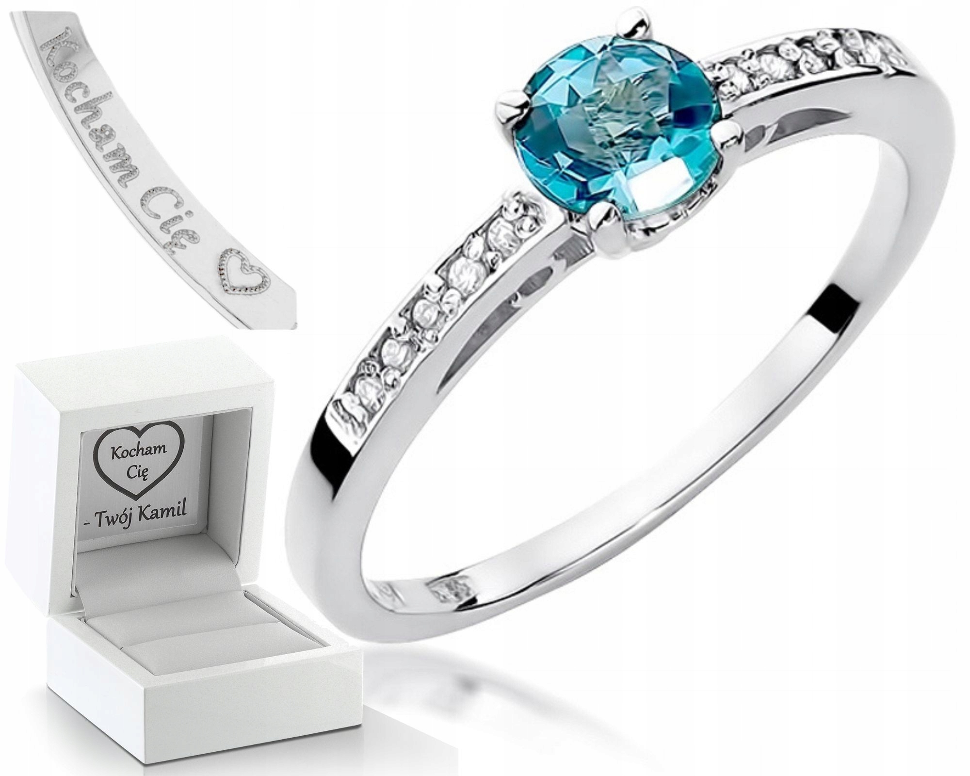 Prstýnek S Topazem A Brilianty Gravírování Bonus