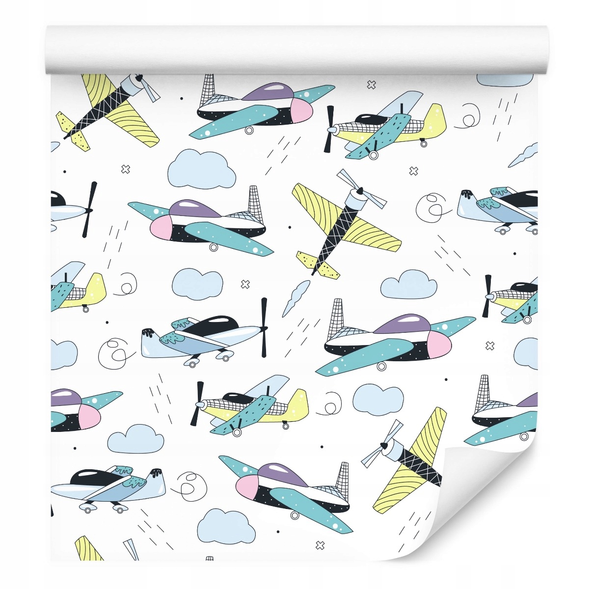 Tapeta do dětského pokoje Letadla mraky nebe