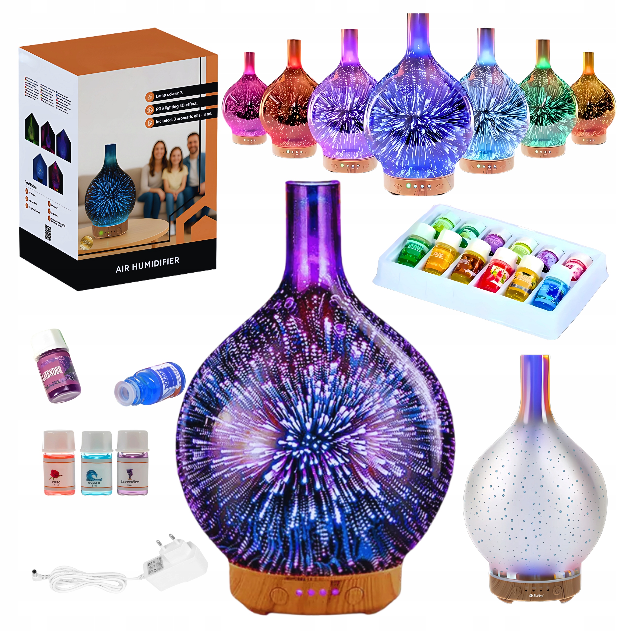 Nawilżacz powietrza i dyfuzor zapachowy 200ml z lampką Led do aromaterapii