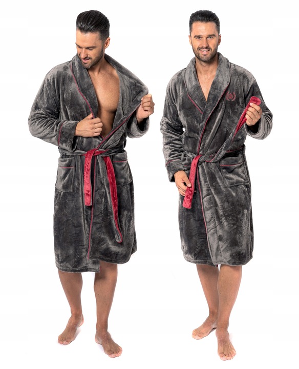 GRUBY CIEPŁY MIĘKKI MĘSKI SZLAFROK ROGER ROZ.L Długość do kolan