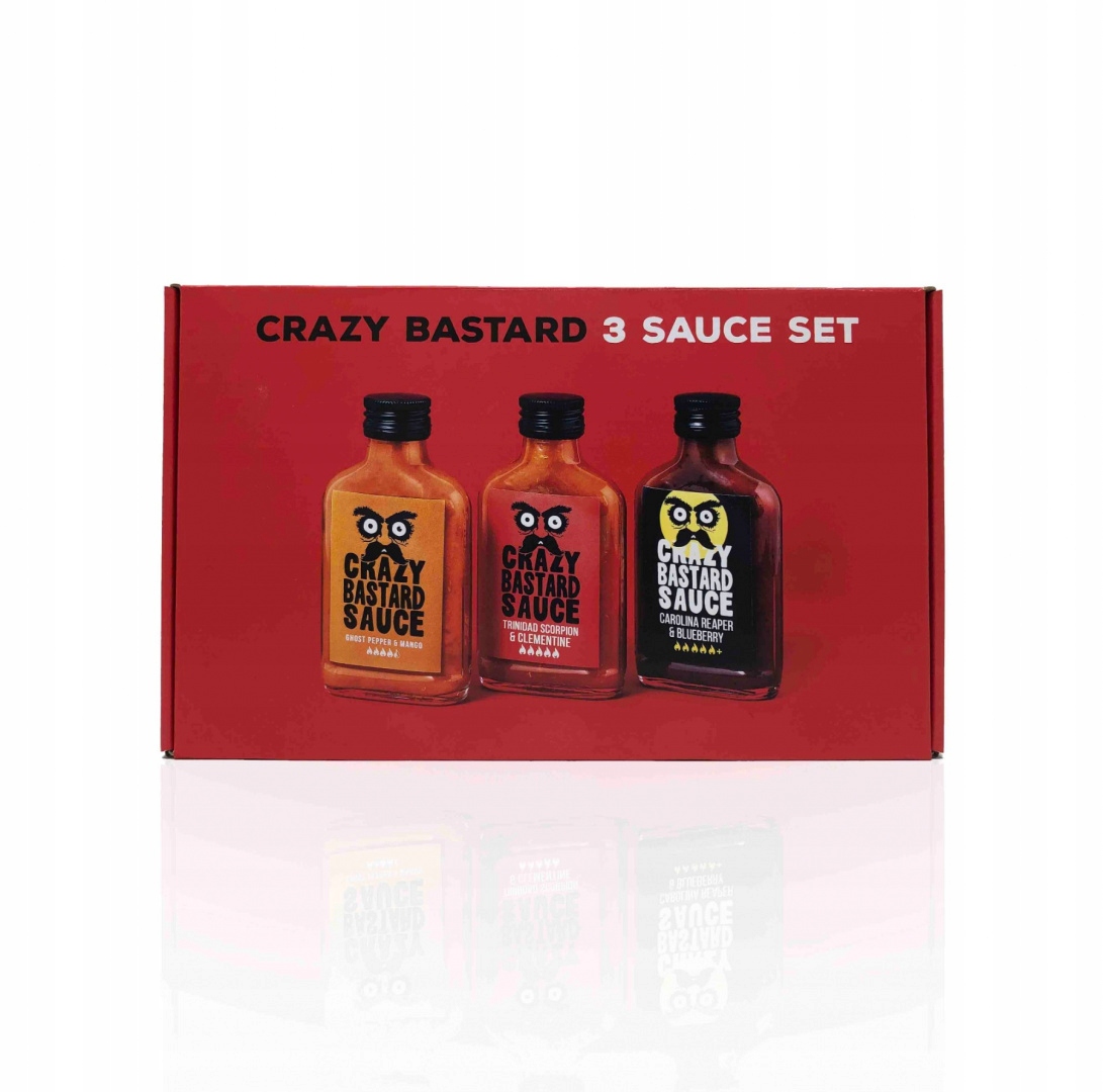 Zestaw ostrych sosów chili Crazy Bastard Hottest 3x100ml [czerwony]