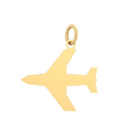 

Złoty Błyszczący Wisiorek Samolot Próba 585 Gładki