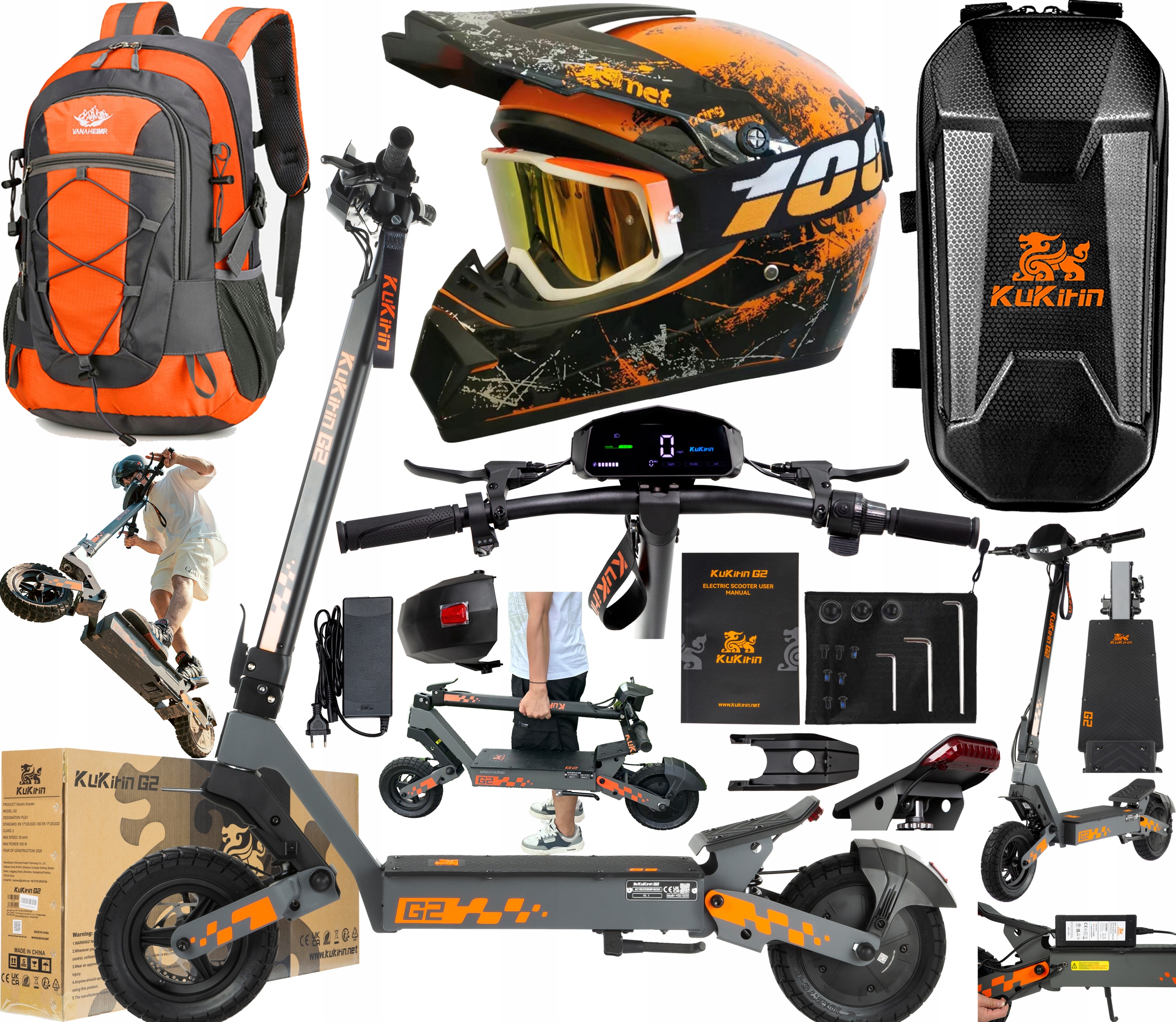 2026 KuKirin G2 Pojazdy elektryczne 48V 15Ah 800W 45KM/H 55KM 10" +Prezent