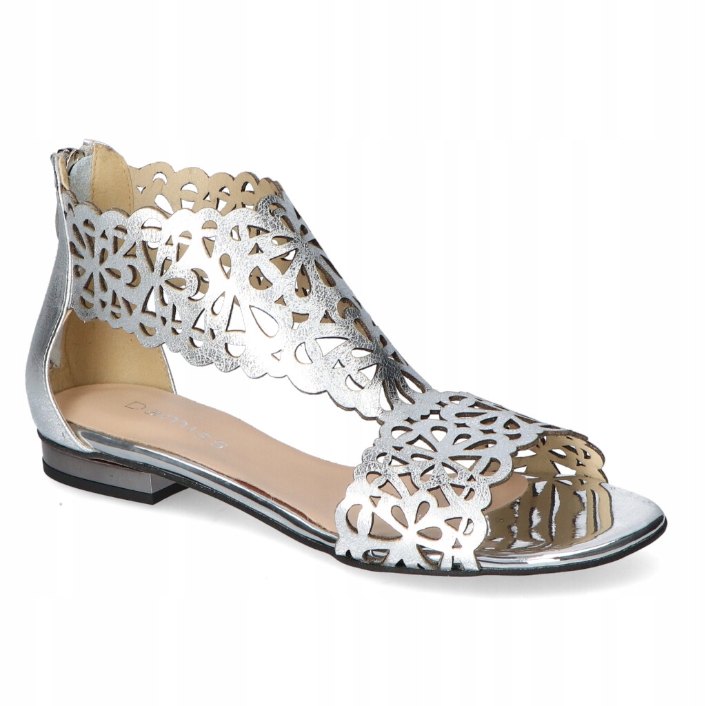 Elegantní stříbrné licové sandály 35