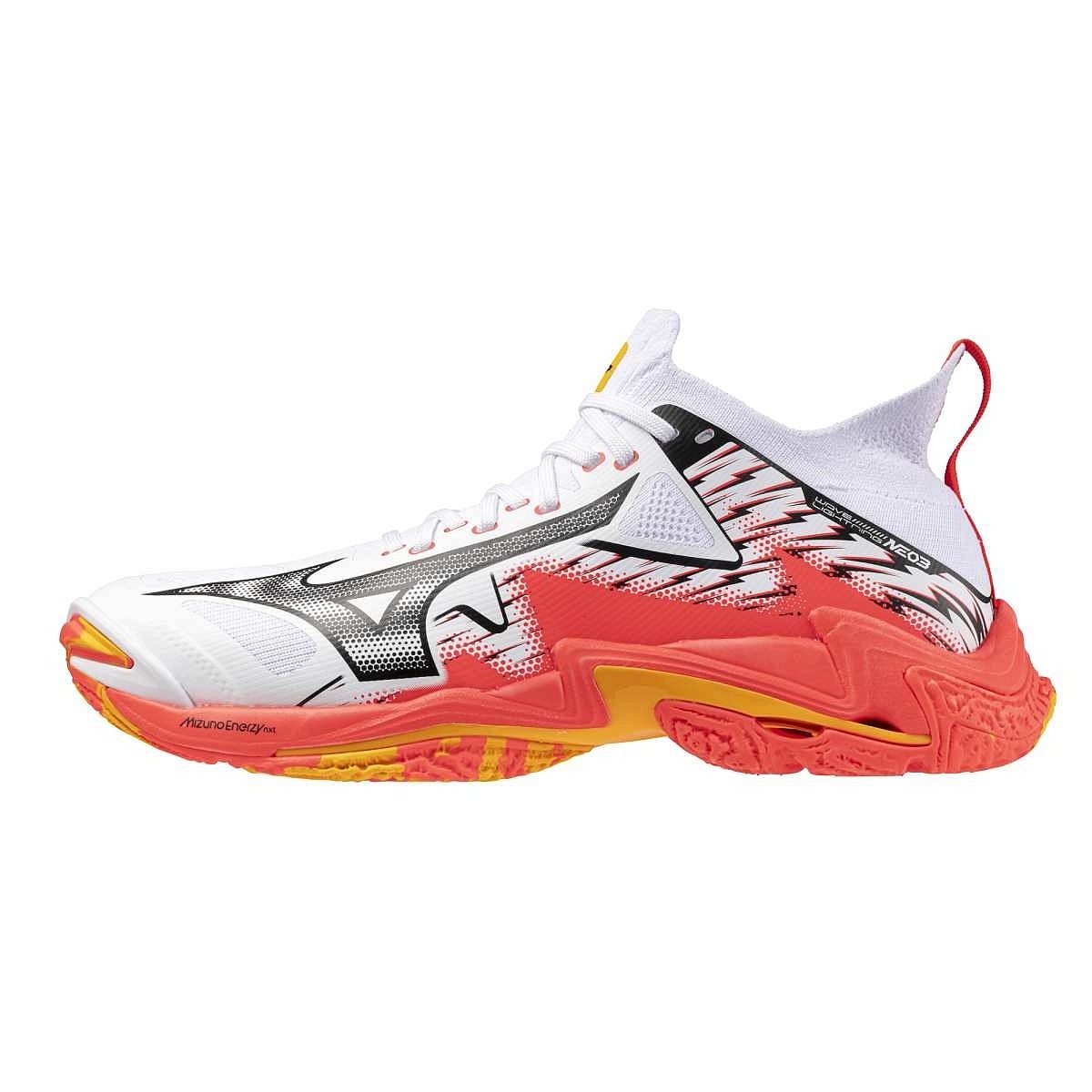Mizuno Wave Lightning Neo 3(U) White/Fiery Coral 2/Citrus 50.0/14.0