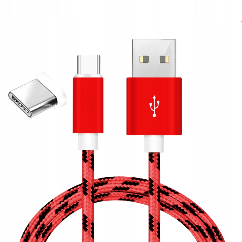 

Kabel Usb C 1m dane quickcharge czerwony nylonowy