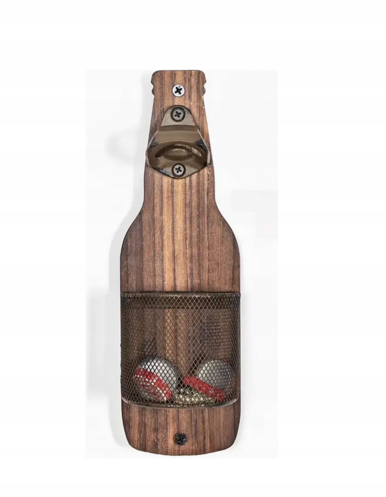 Otwieracz do Butelek Napojów Montowany na Ścianie Drewniany