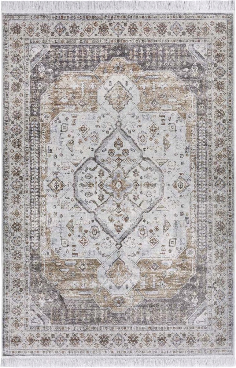 Koberec 95x140 do obývacího pokoje, tradiční klasický hnědo krémový vzor