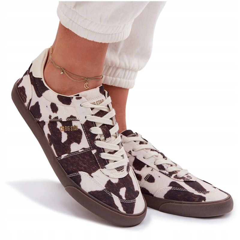 Sneakersy Damskie Niskie Big Star W Łaty TT274369 Brązowo-białe 41