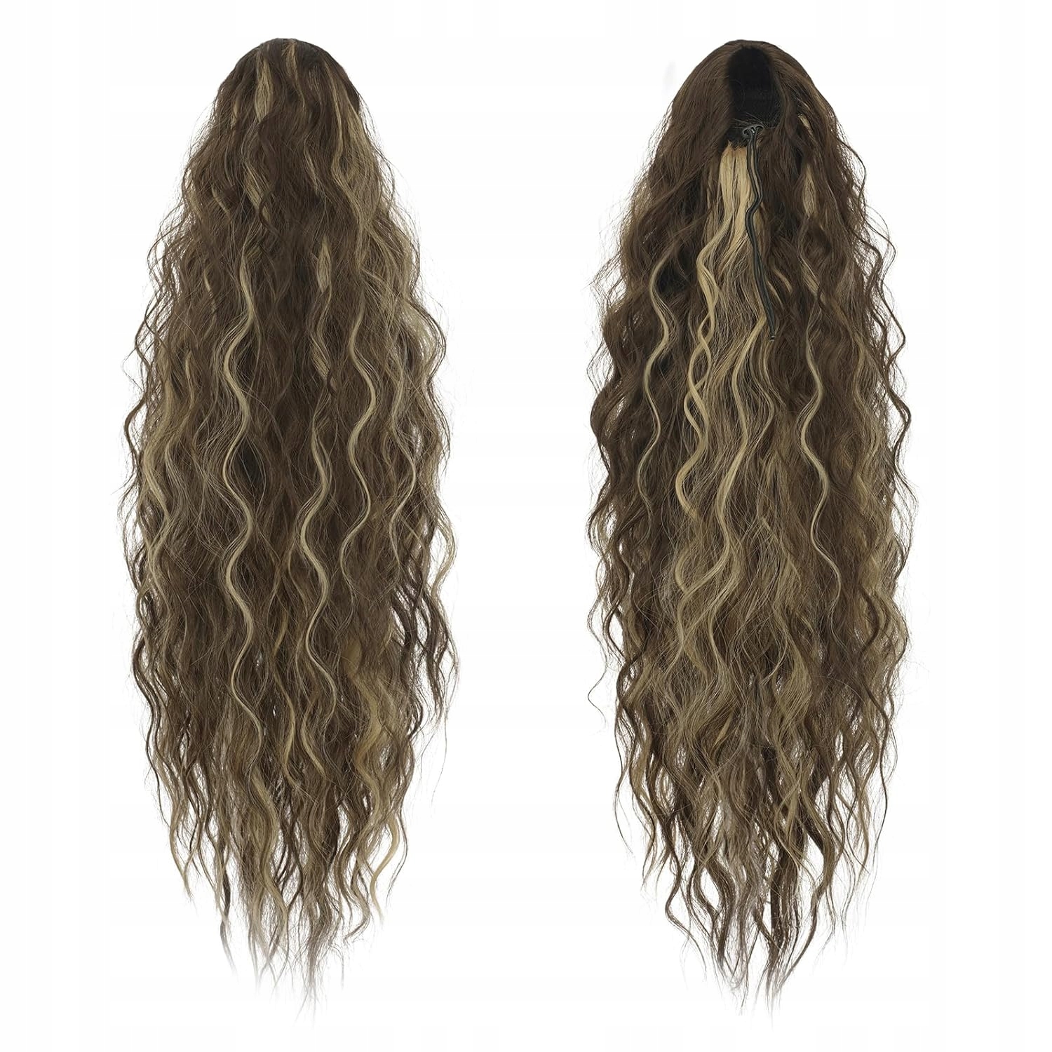 Příčesek Do Vlasů Dlouhé vlnité kaštanově hnědé smíšené s blond 60 cm