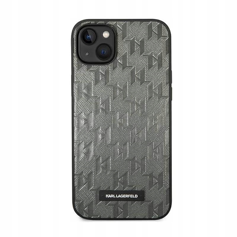Karl Lagerfeld Saffiano Mono Metal Logo Pouzdro pro iPhone 14 Plus (šedé)