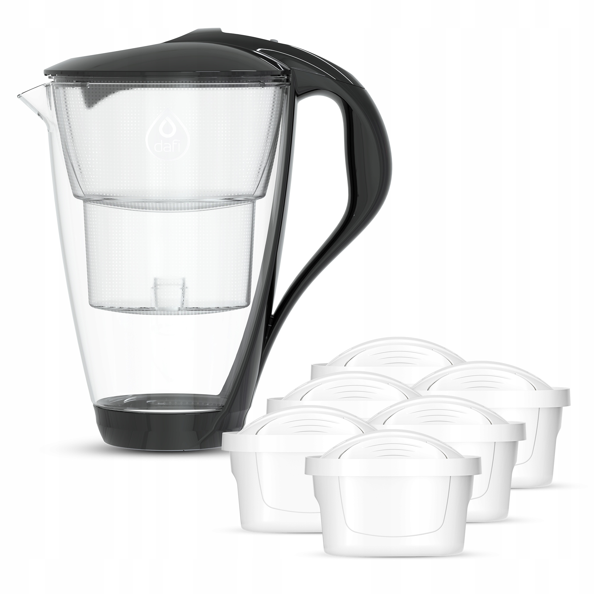 Skleněná filtrační konvice Dafi Crystal Led černá 6 náplní Unimax