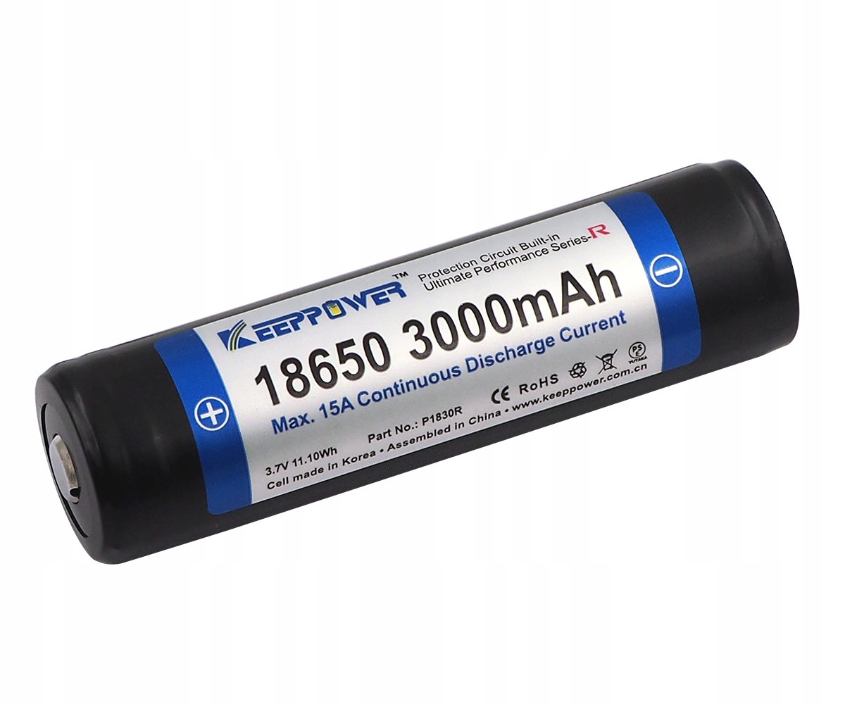 

Kp ICR18650-300PCM-R 3000mAh Li-ION Protected 3,7V
