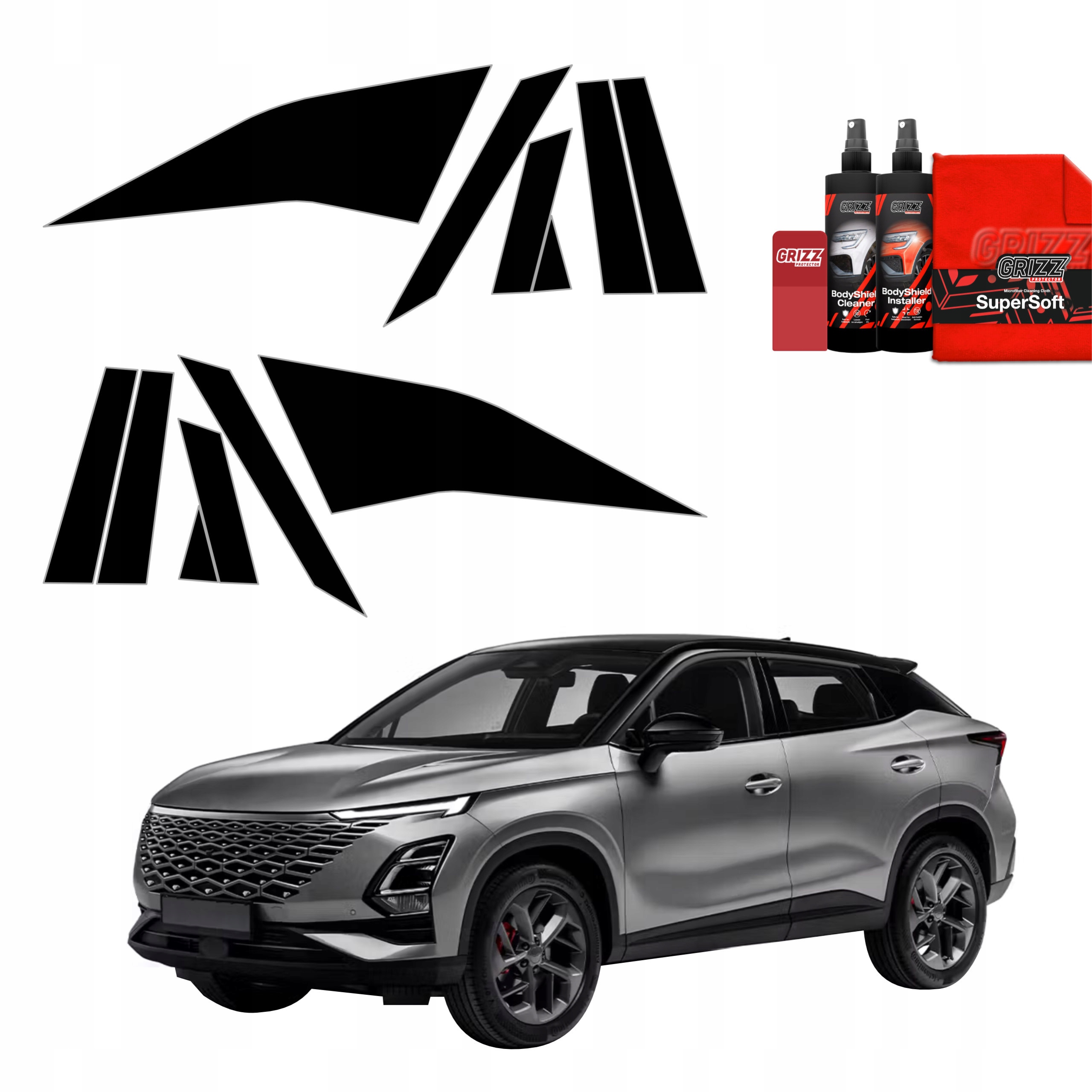 12v1 Černá fólie na sloupky pro Omoda 5 Facelift (2024-2025)