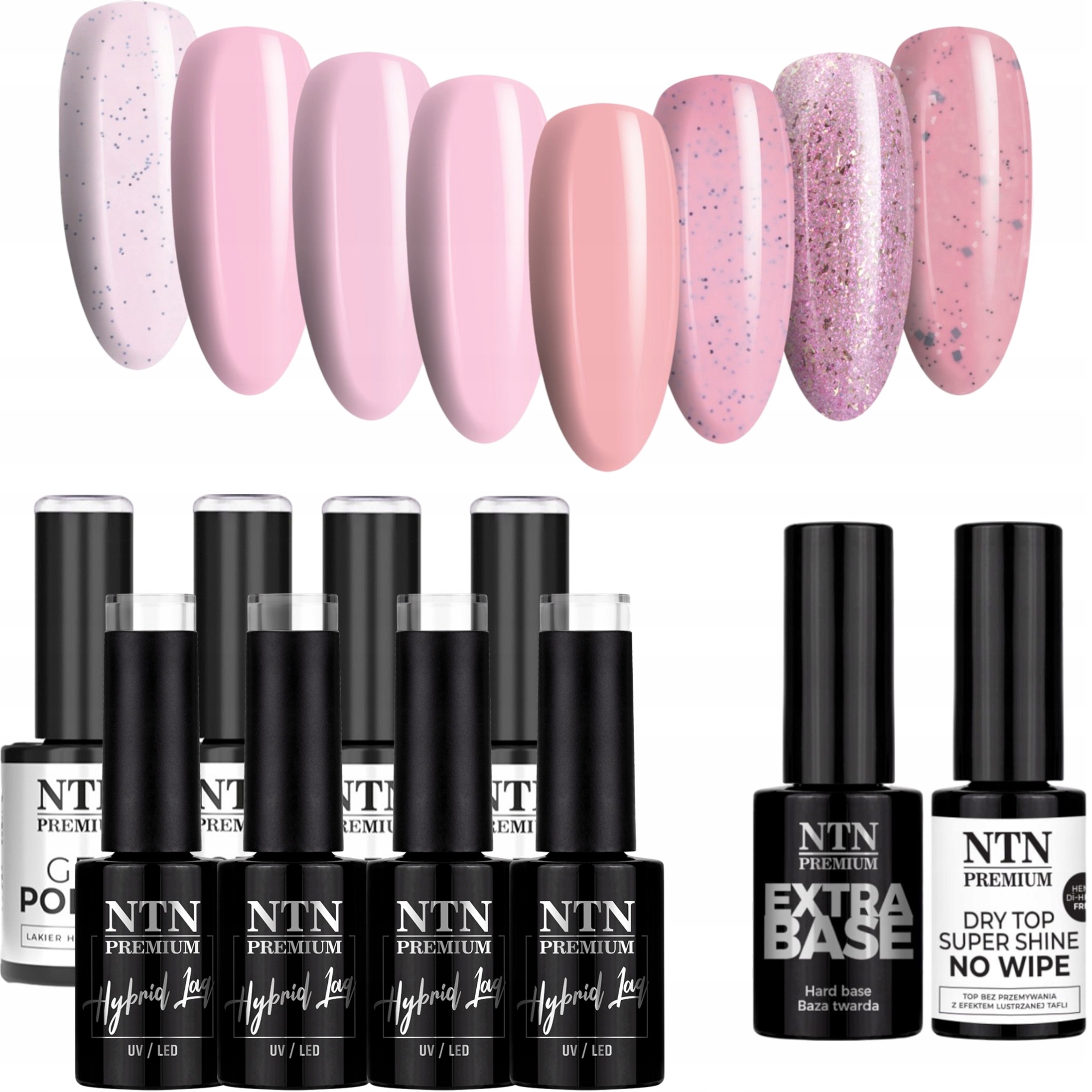 8x Hybridní lak Ntn 5g Limited Edition Pinks Báze Top Set