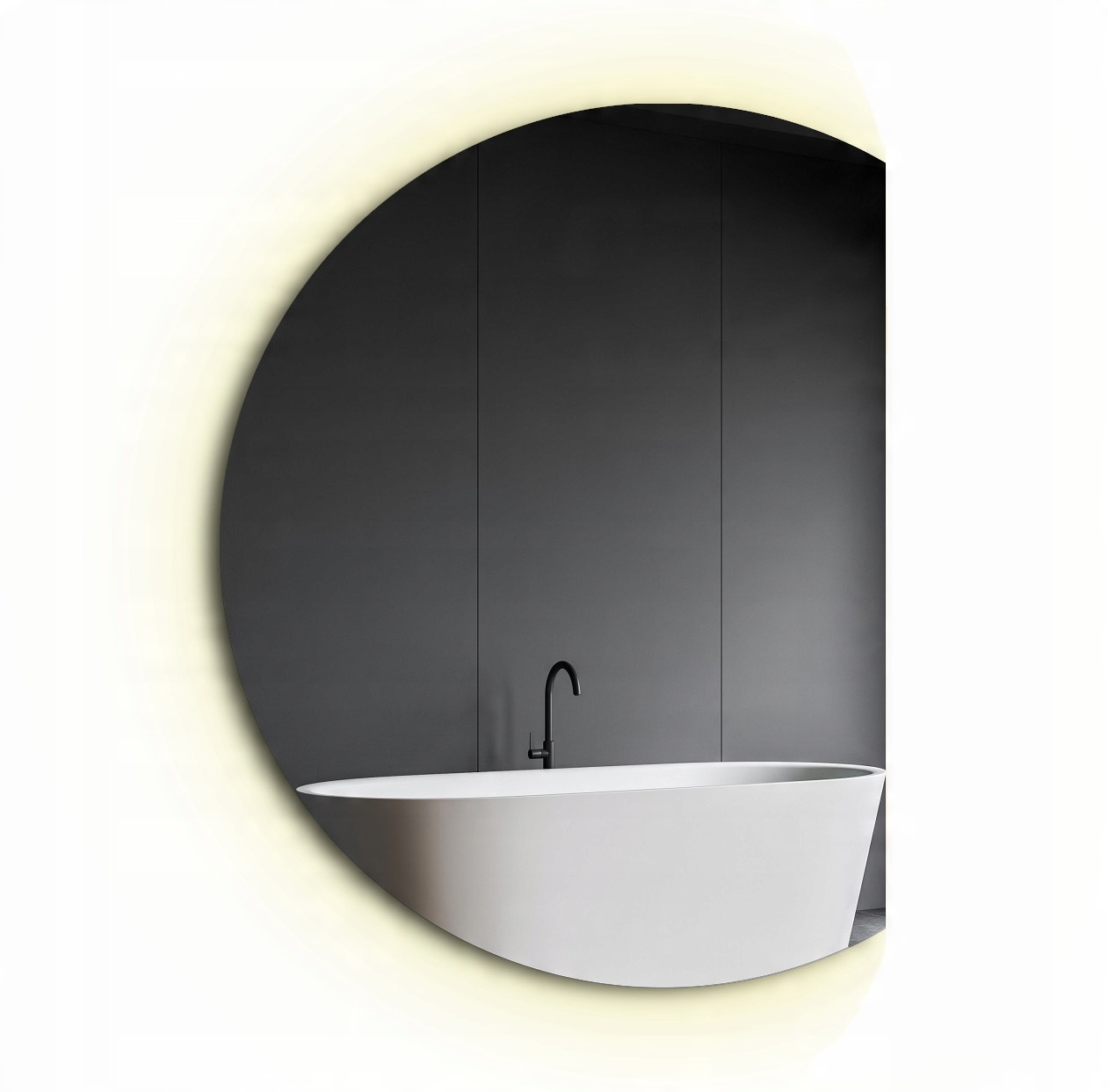 

Lustro Okrągłe Led Ze Ścięciem Półokrągłe 130 cm