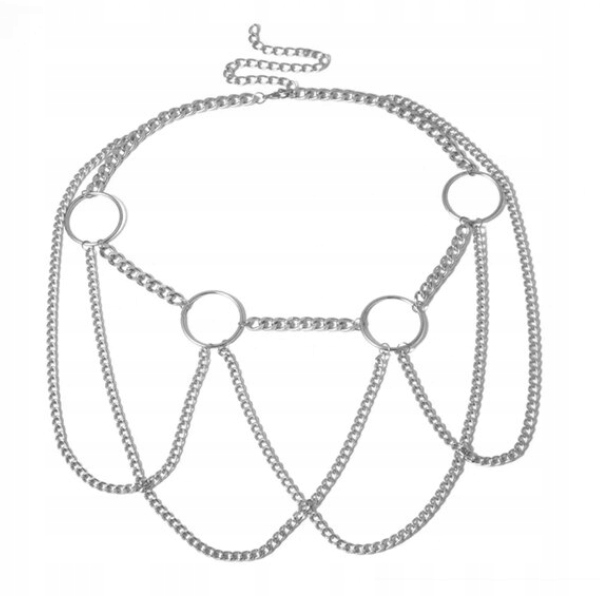 OZDOBA BIŻUTERIA NA CIAŁO PASEK ŁAŃCUCH SREBRNY Marka bez marki