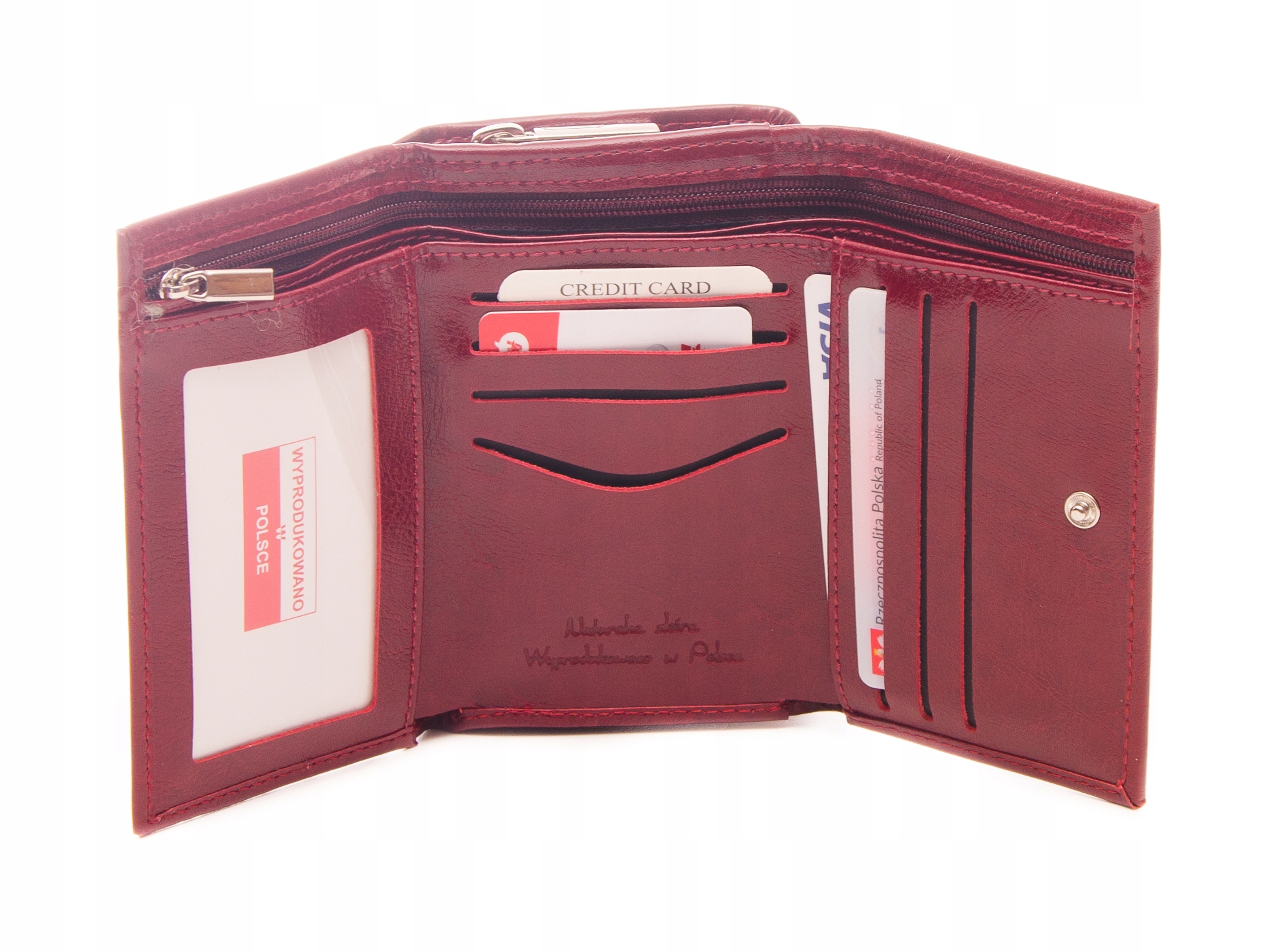 Z.ricardo Damski Portfel Skóra Naturalna Wiśniowy