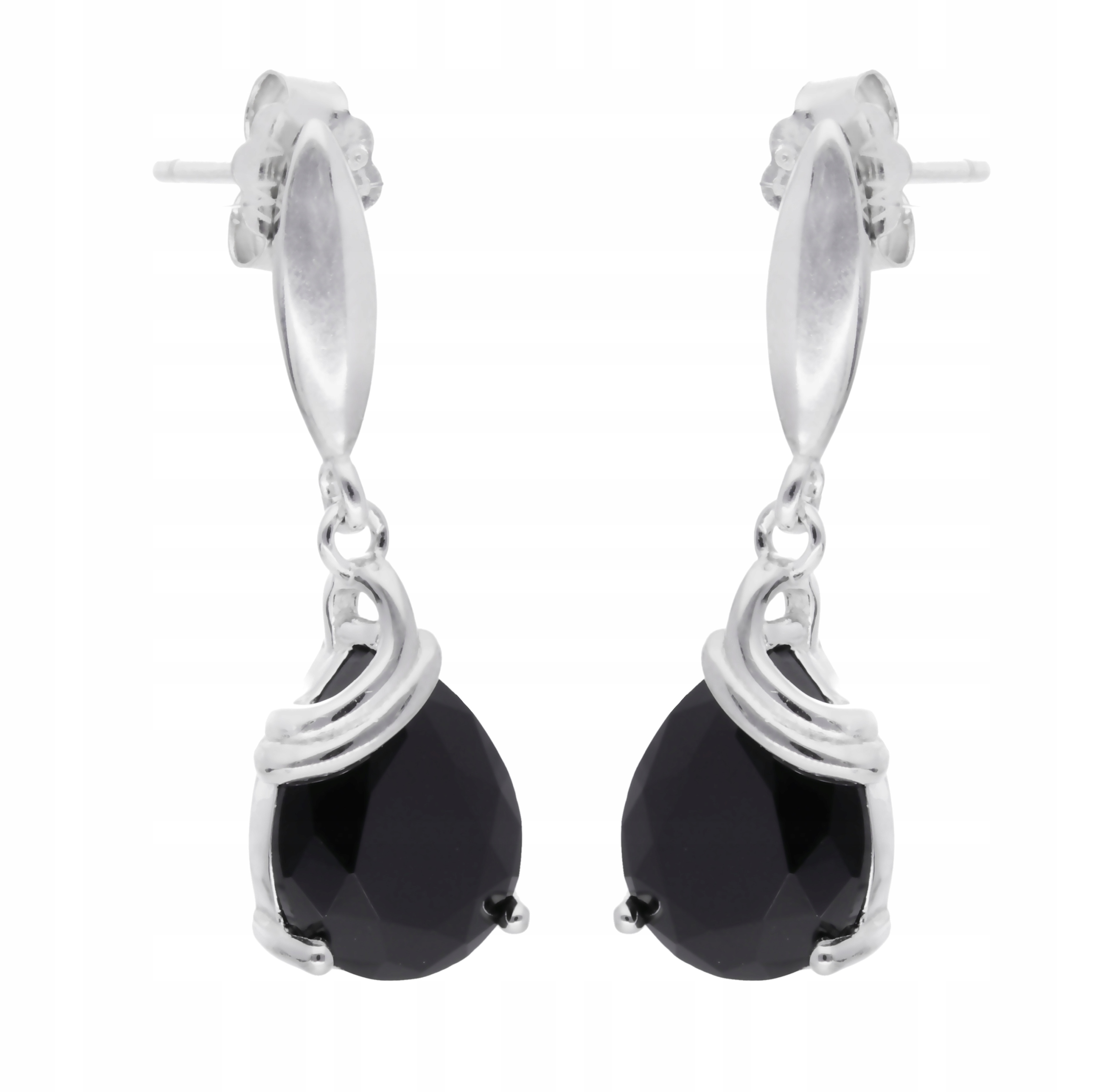 Stříbrné náušnice s černým zirkonem IM0604KS