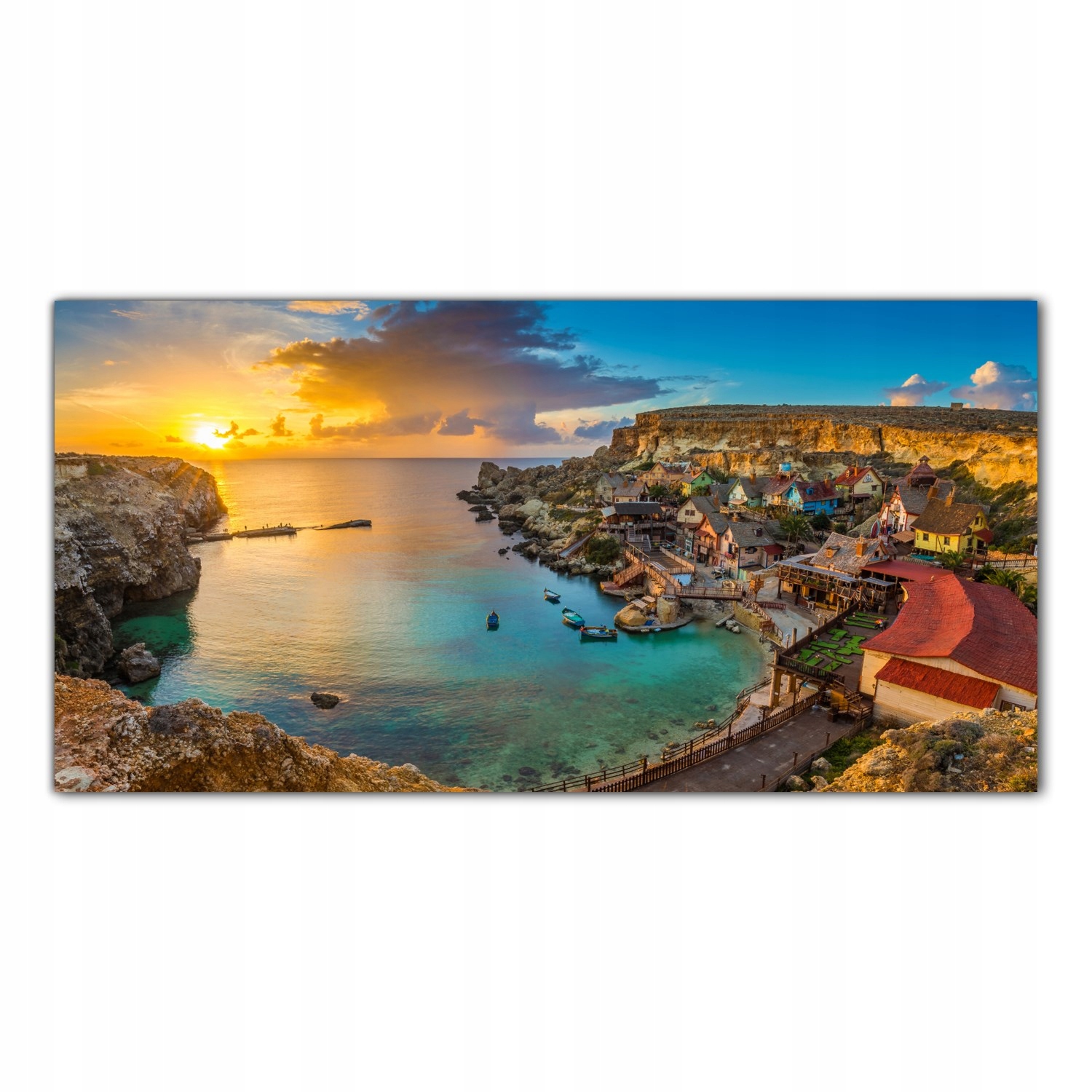 

Hartowany Obraz Szklany Malta Wyspa Wioska 100x50