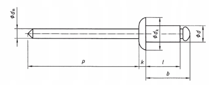 3x12 NITY ZRYWALNE NIERDZEWNE A2 NIT 1000SZT Średnica 3 mm