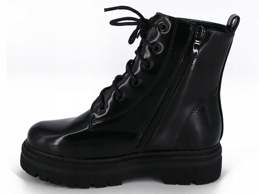 MODNE TRAPERY GLANY BOTKI DZIECIĘCE CZARNE LAKIEROWANE DLA DZIEWCZYNKI 31 Rozmiar (new) 31