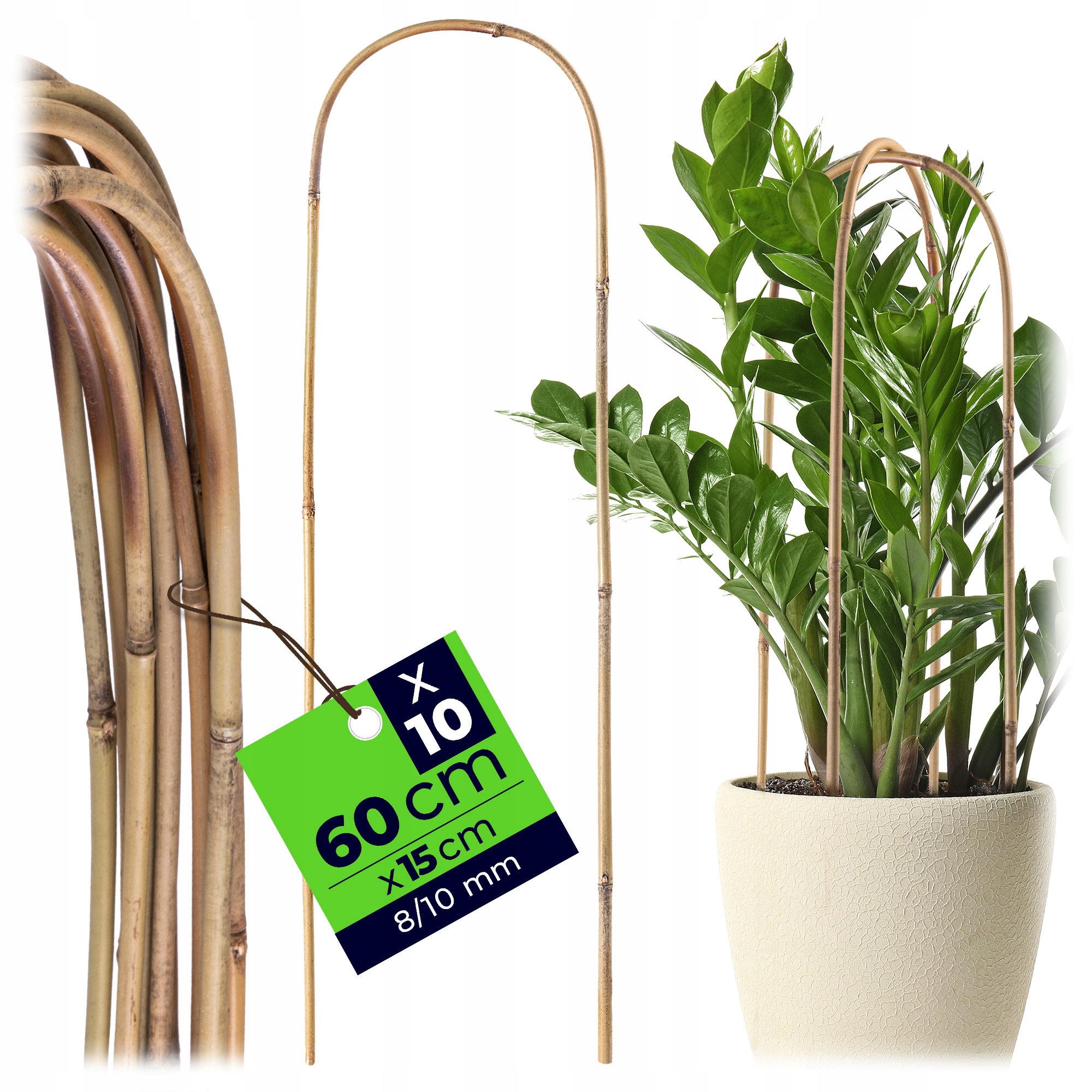 10 SZT PODPORA DO ROŚLIN BAMBUSOWA 60 cm ŁUK KWIATÓW PNĄCZY PODPÓRKA PAŁĄK