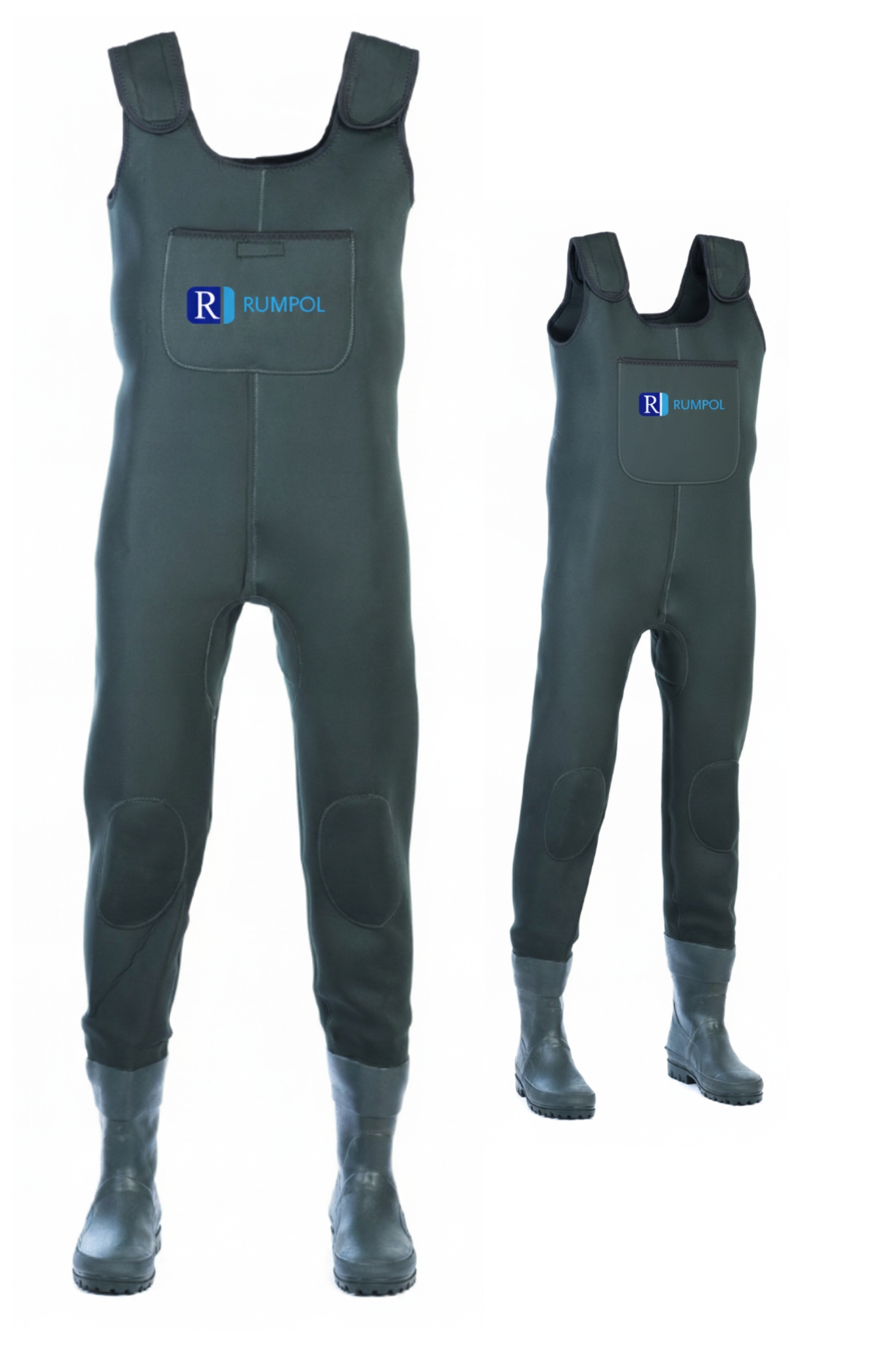 Neoprenové Kalhoty 4-5 MM Rumpol 43-44 Vodáky Na Ramenních Popruzích Zelené 290237