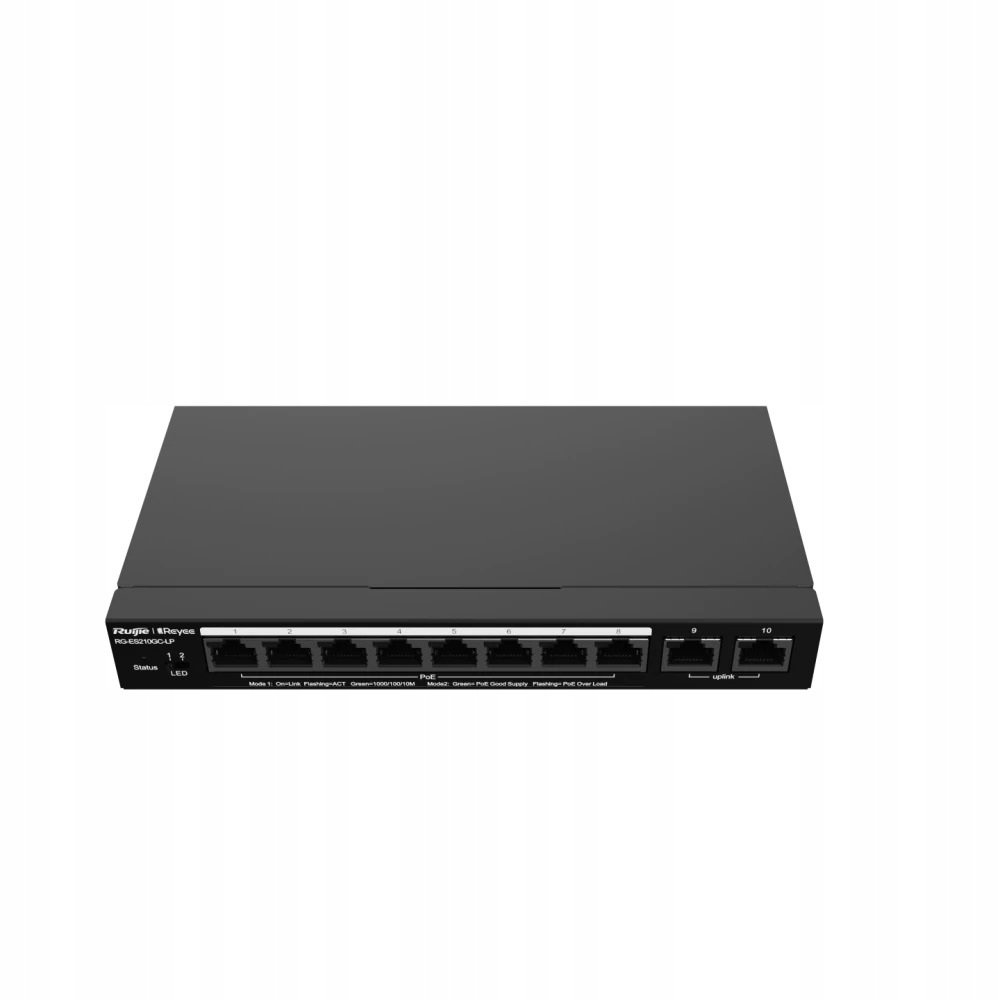 Switch Reyee RG-ES210GC-LP, 10-PORTOVÝ, Desktop, Poe, 20 GB/s