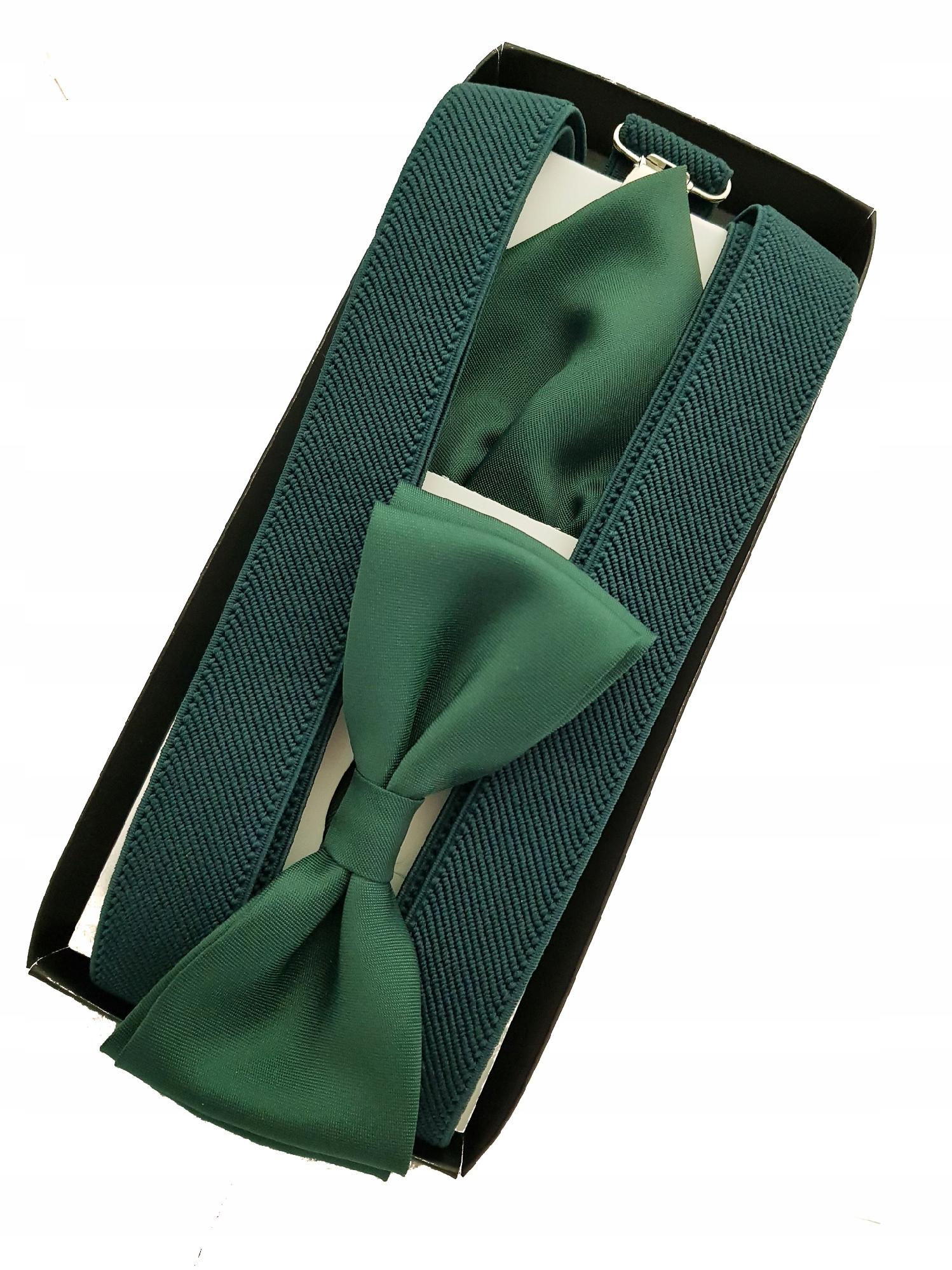 

Komplet Butelkowa Zieleń Szelki I Mucha Z Poszetką