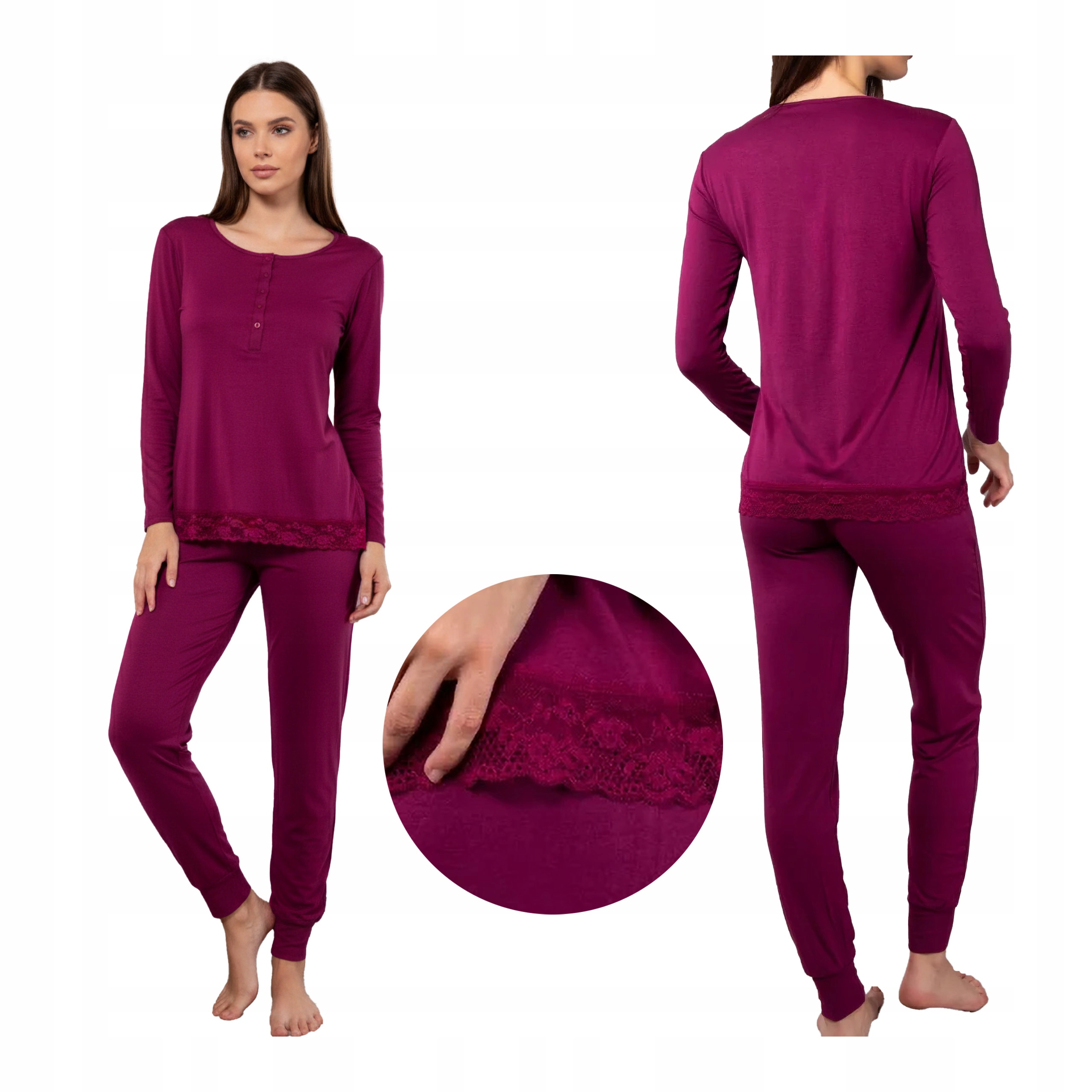Dámské dvoudílné pyžamo s dlouhým rukávem, dlouhé kalhoty 3XL, viskóza Sielei