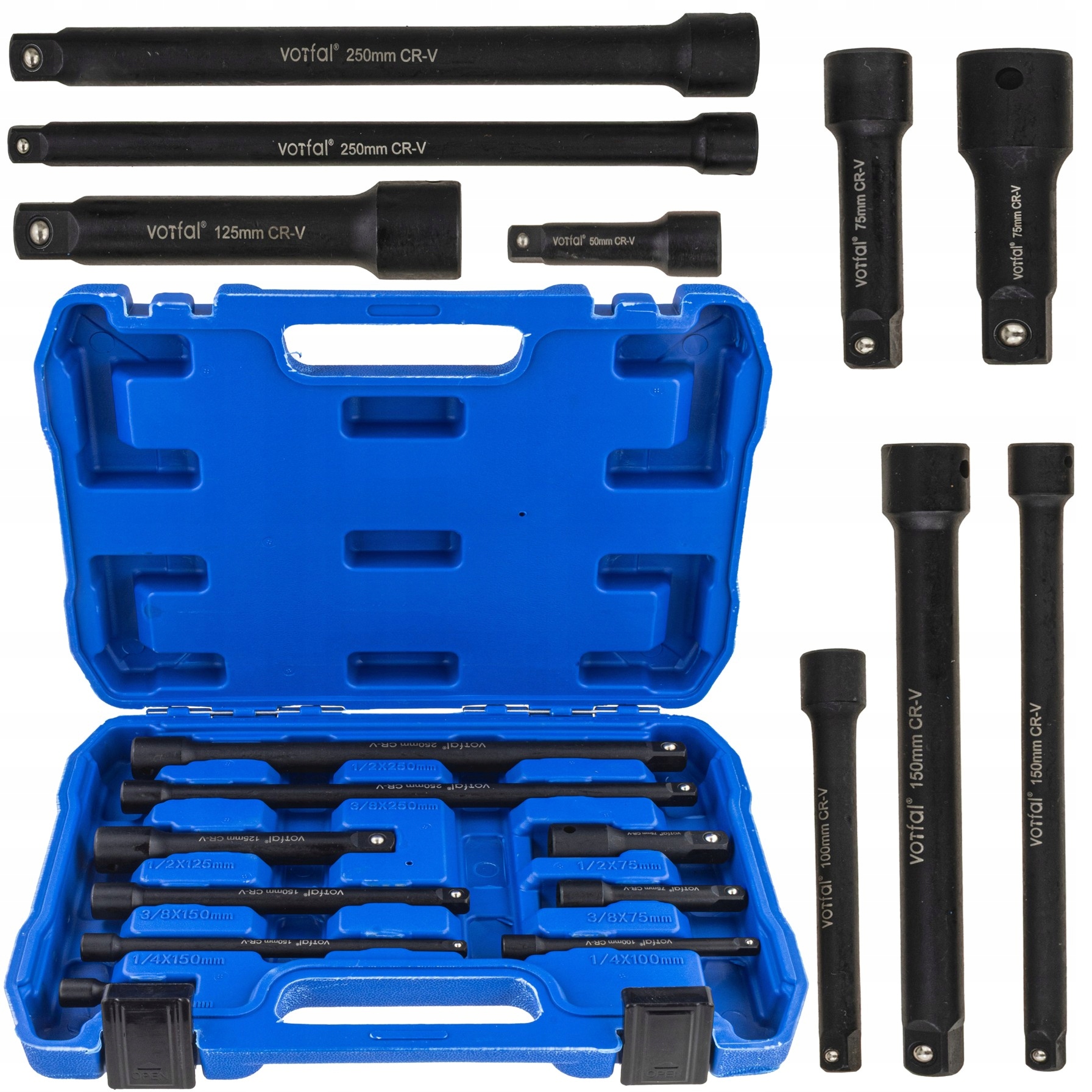 Zestaw Przedłużek Udarowych 1/4 3/8 1/2 Cala Udar Do Kluczy Nasadki Nasadek