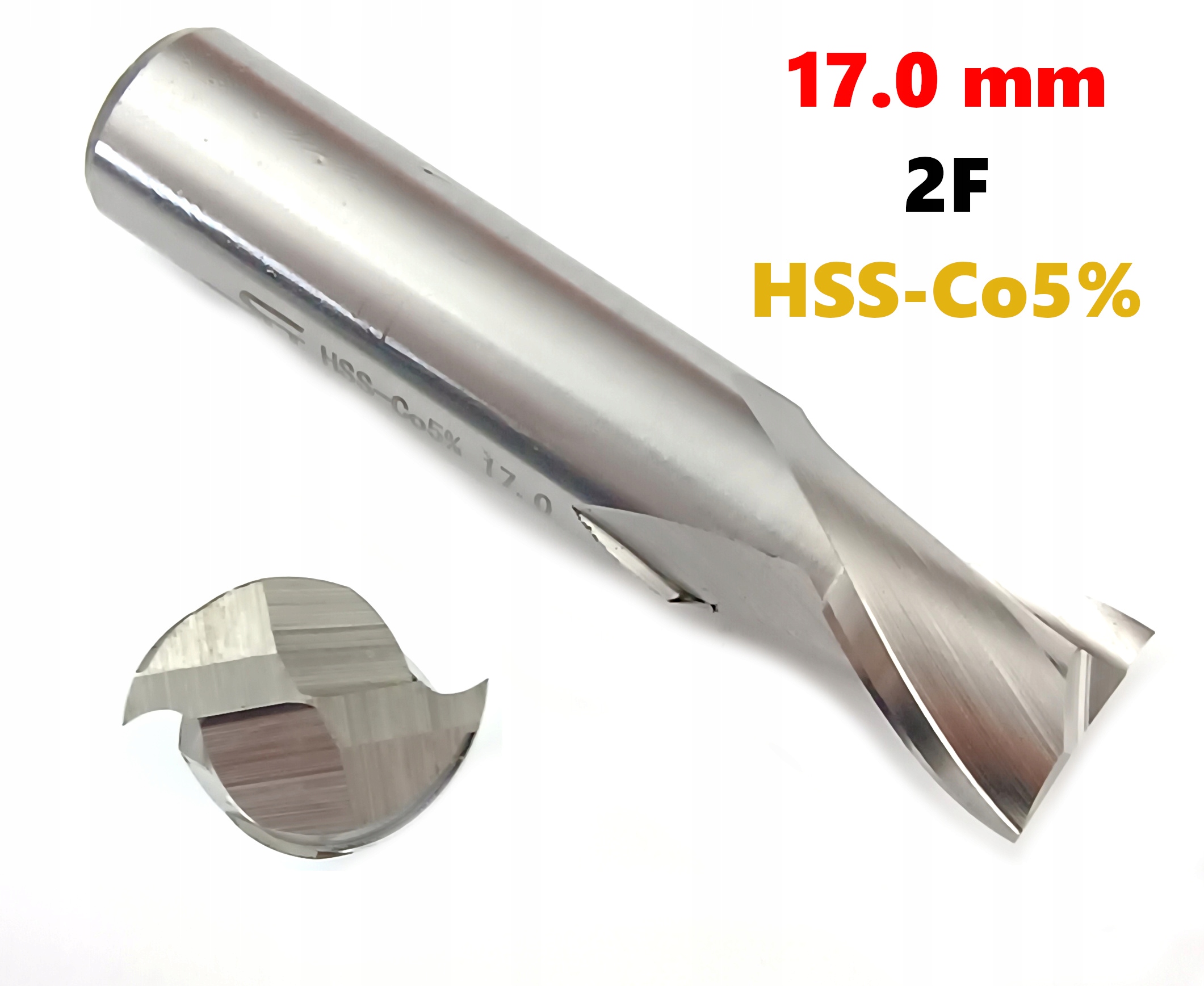 Frez Kobaltowy 17 mm Palcowy NFPg Fi 17 Hss-e HSS-Co 2 Pióra Din 327