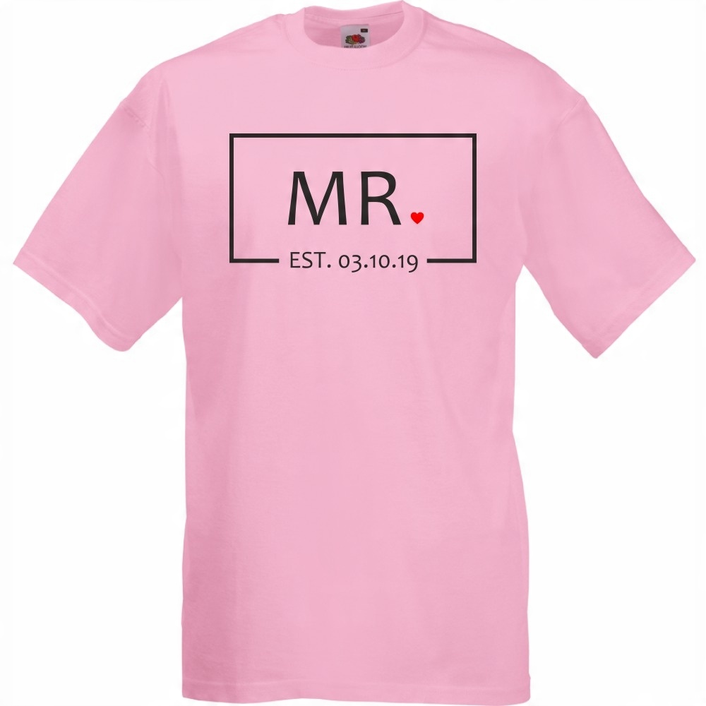 

Koszulka ślubne ślub mąż żona mr. M różowa
