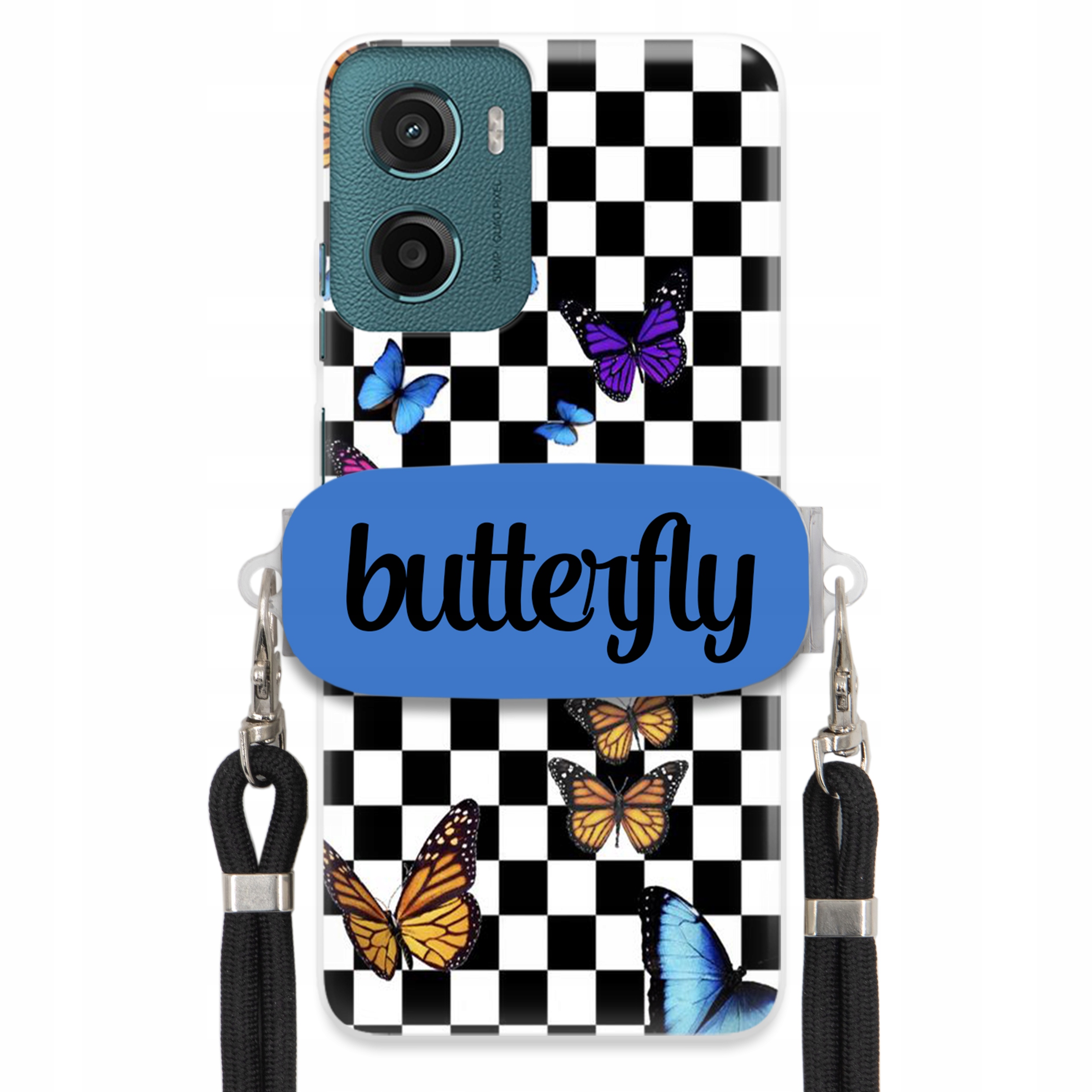 Puzdro Pre Motorola G05 Case Obdĺžnikový Držiak Čierne Vodítko Butterfly Motýle