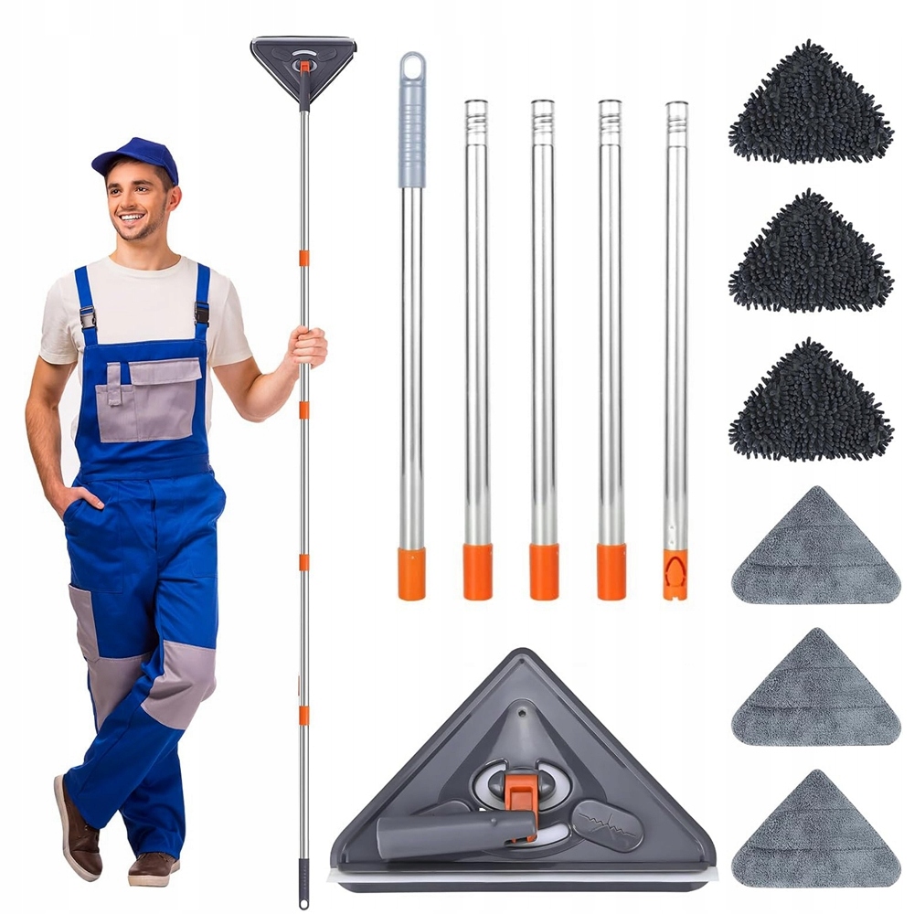 Levně Sada Mopů Na Čištění Stěn A Prachu, Nastavitelná Tyč 6 Hadrů