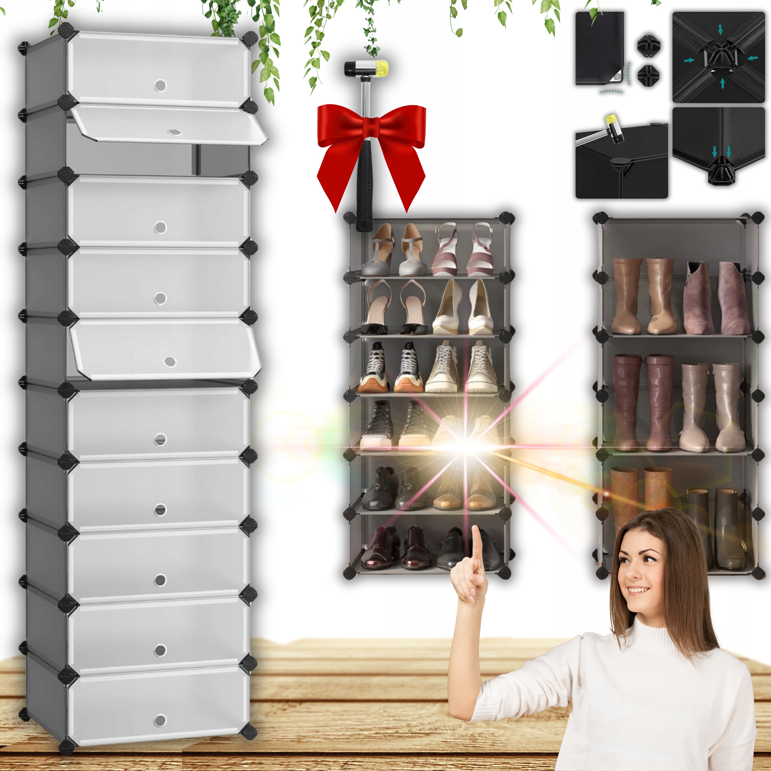 Regál Na Boty Organizér Uzamykatelná Police Modulární Stojan Skříňka Stabilní!