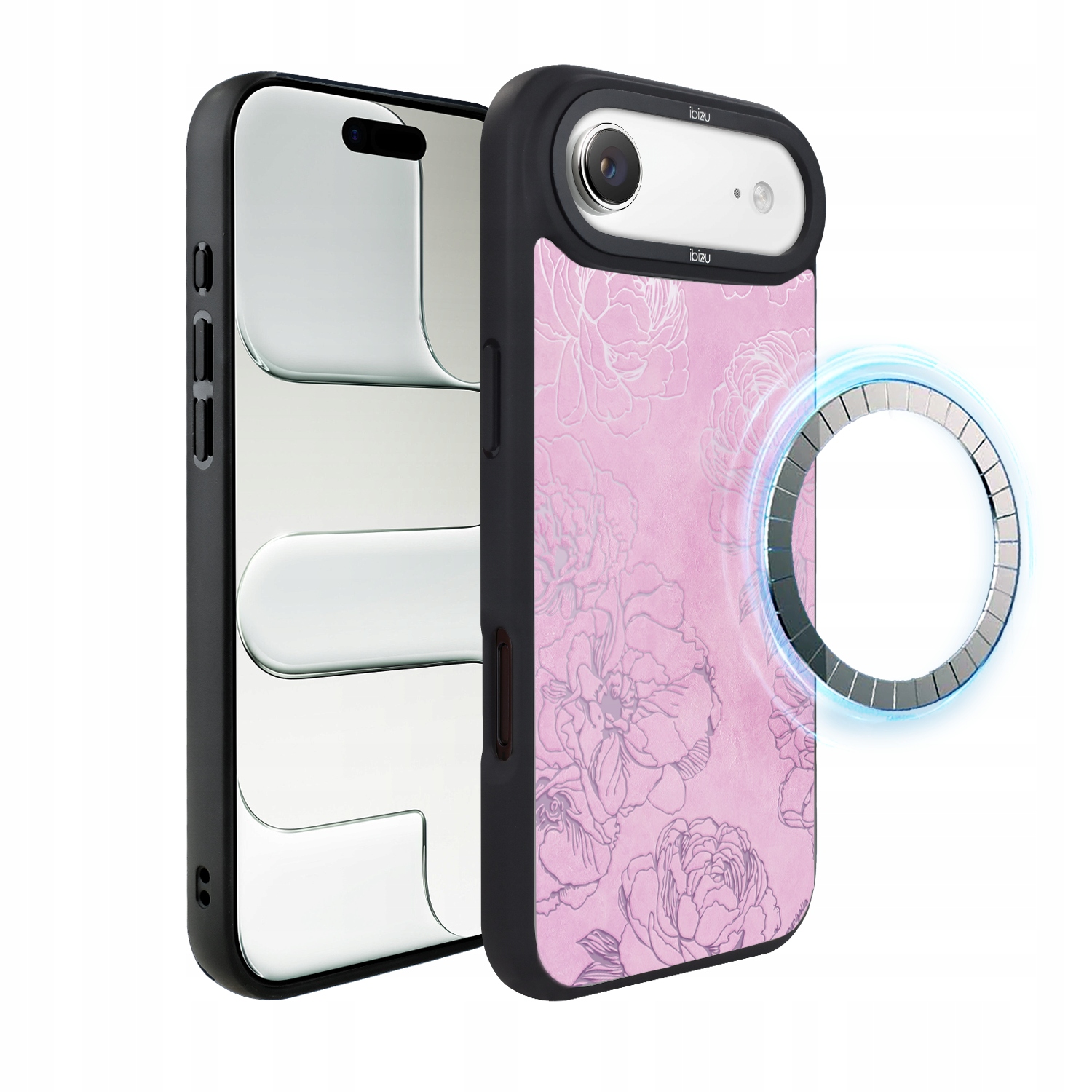 Pouzdro pro iPhone Air Ibizu DropGuard Matt s MagSafe, růžové pivoňky